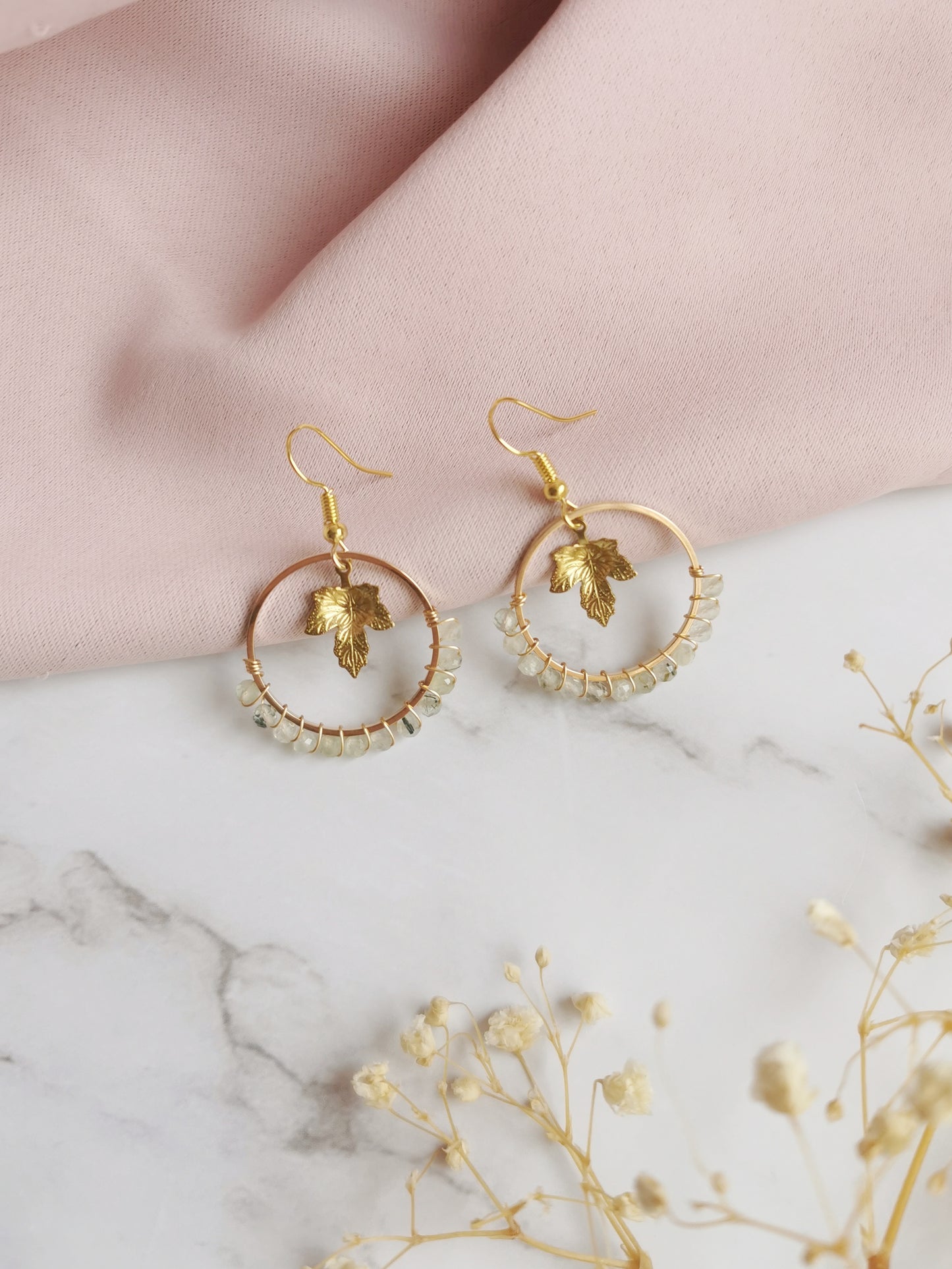 Prehnite Leaf Earrings