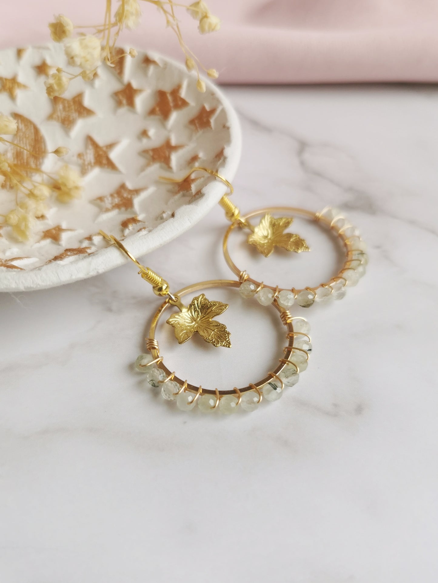 Prehnite Leaf Earrings