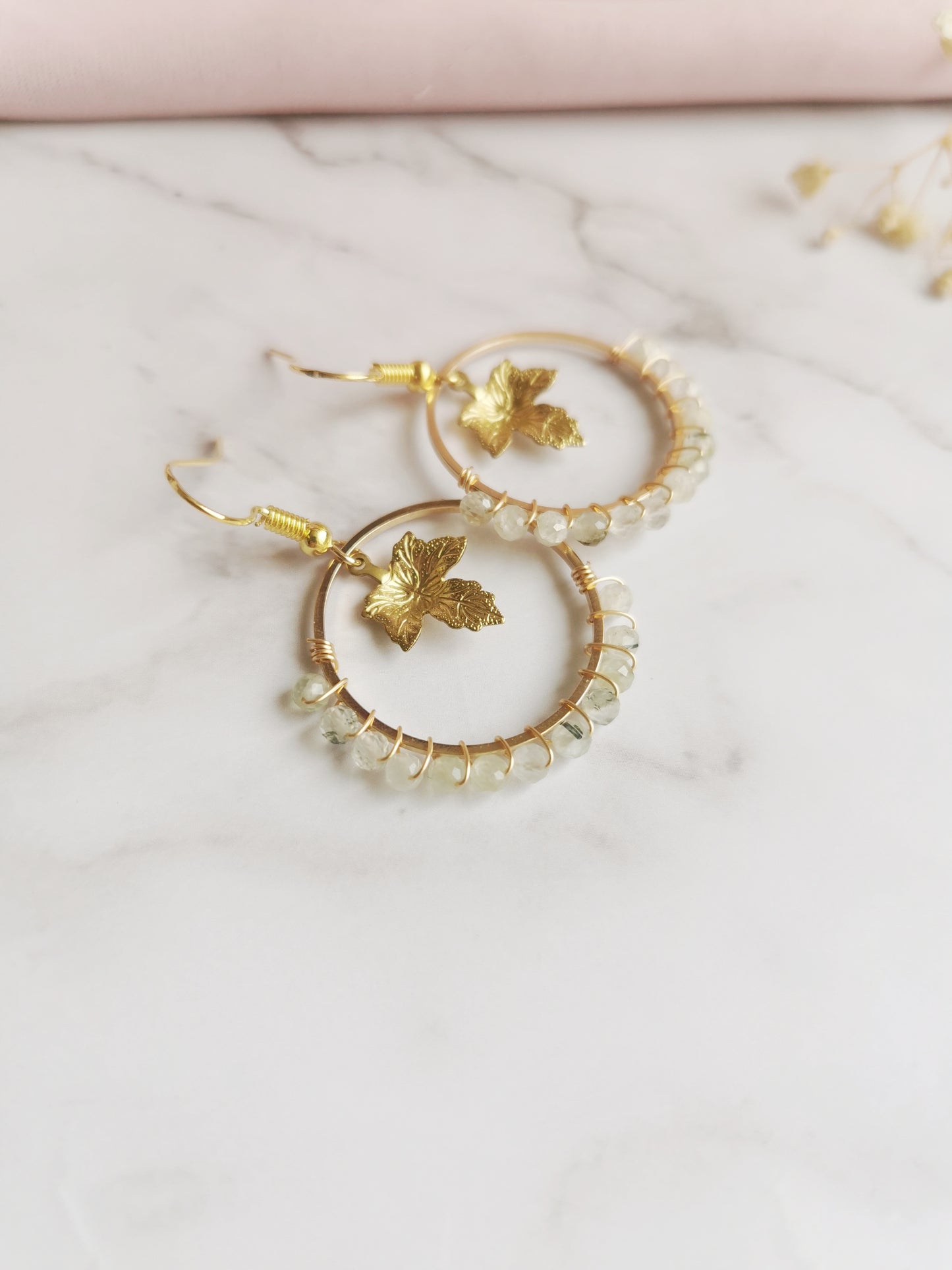 Prehnite Leaf Earrings