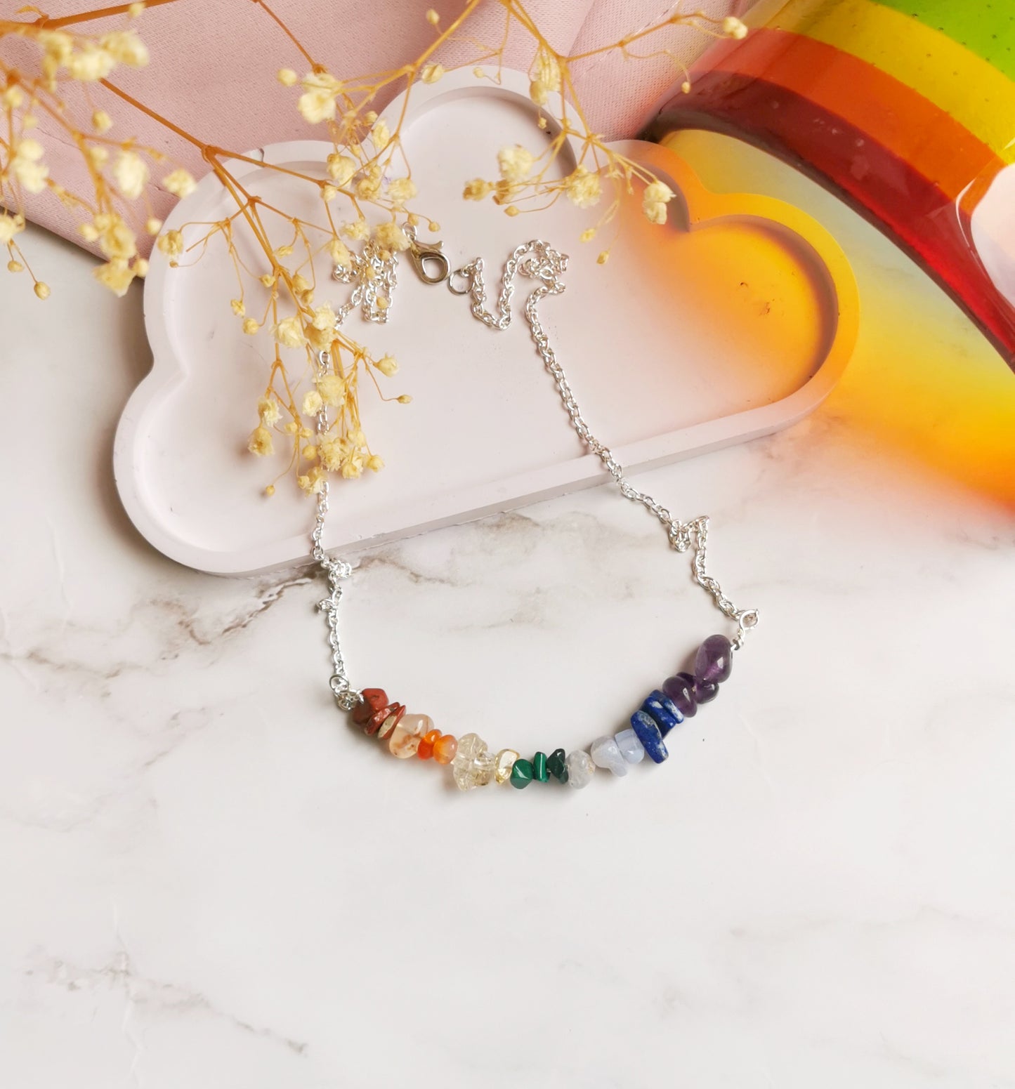 Rainbow Crystal Chip Necklace