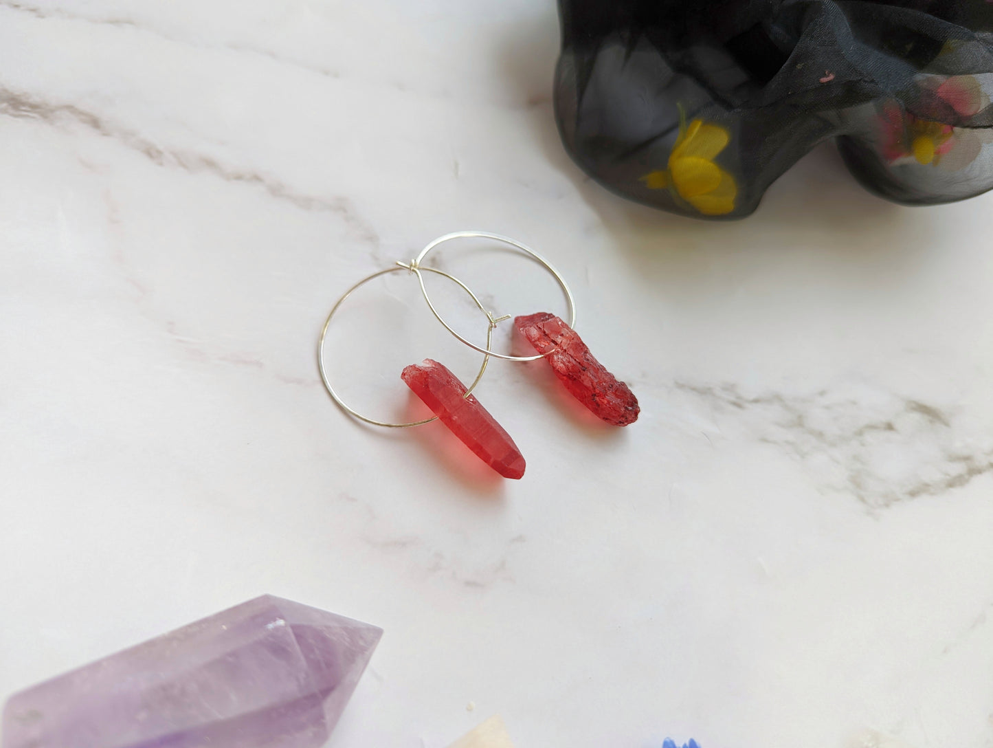 Ruby Quartz Earrings