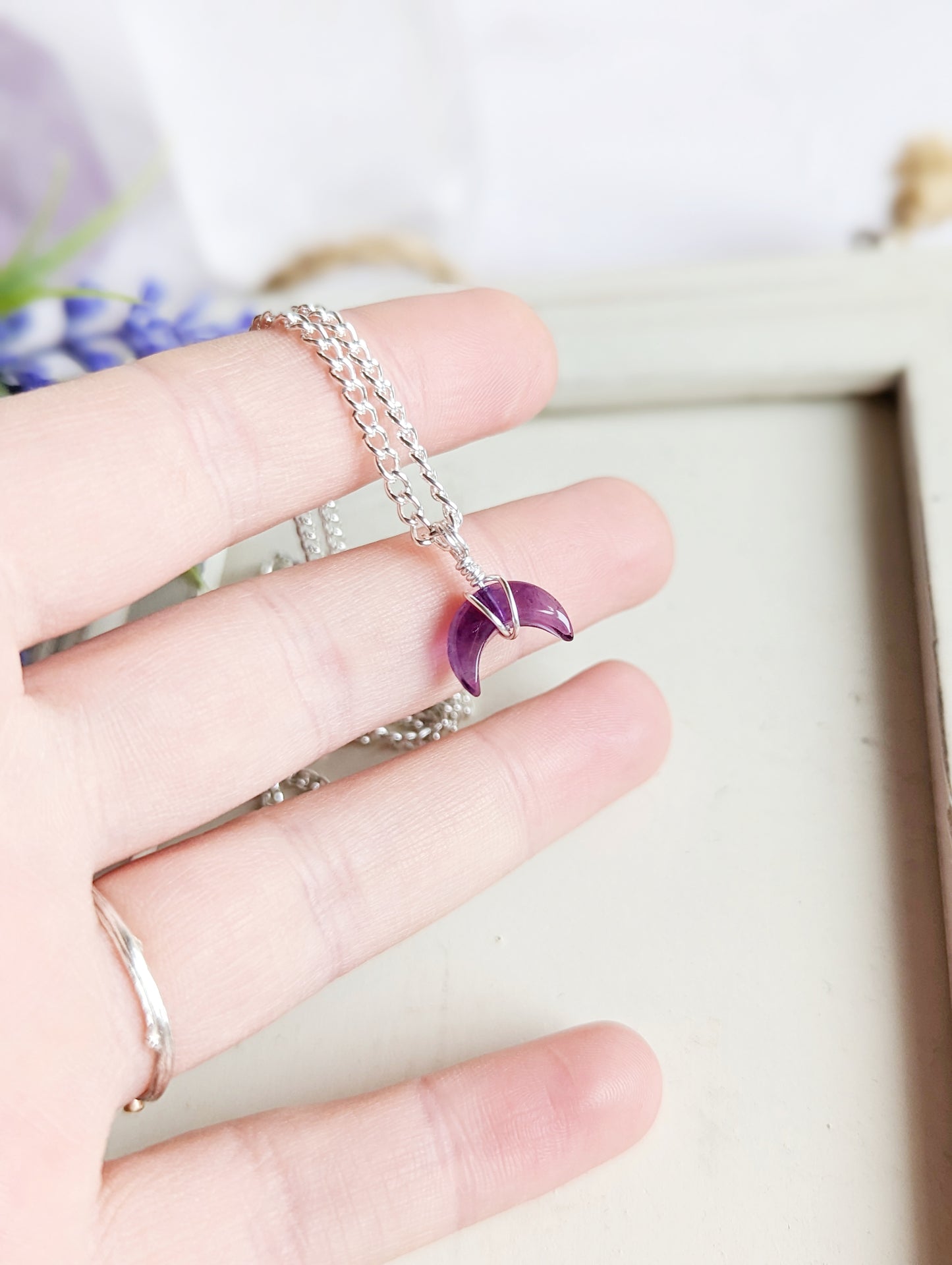 Mini Amethyst Moon Necklace