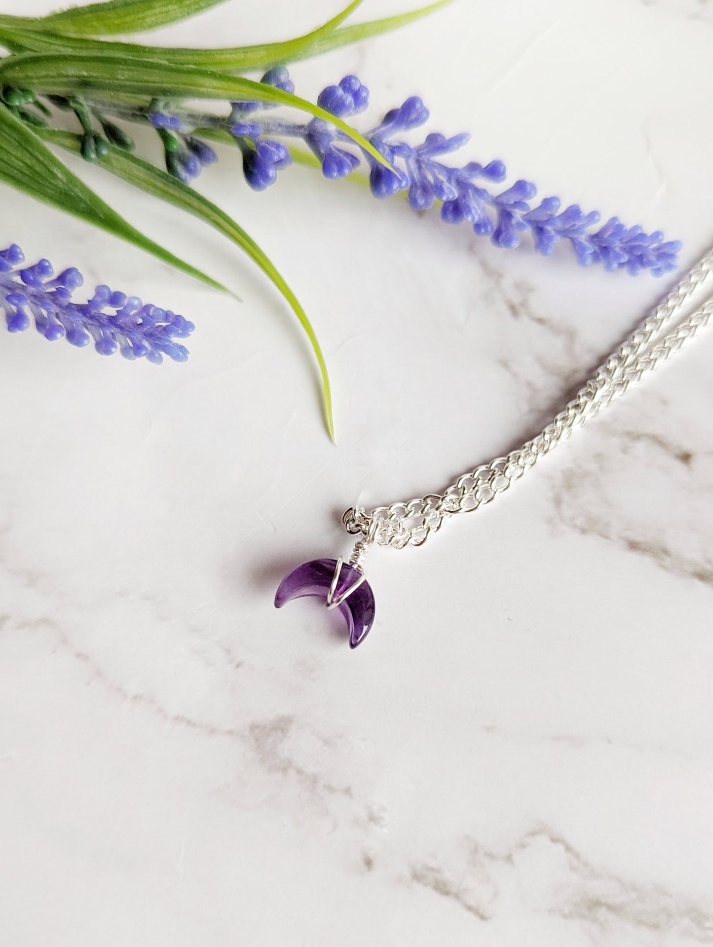 Mini Amethyst Moon Necklace
