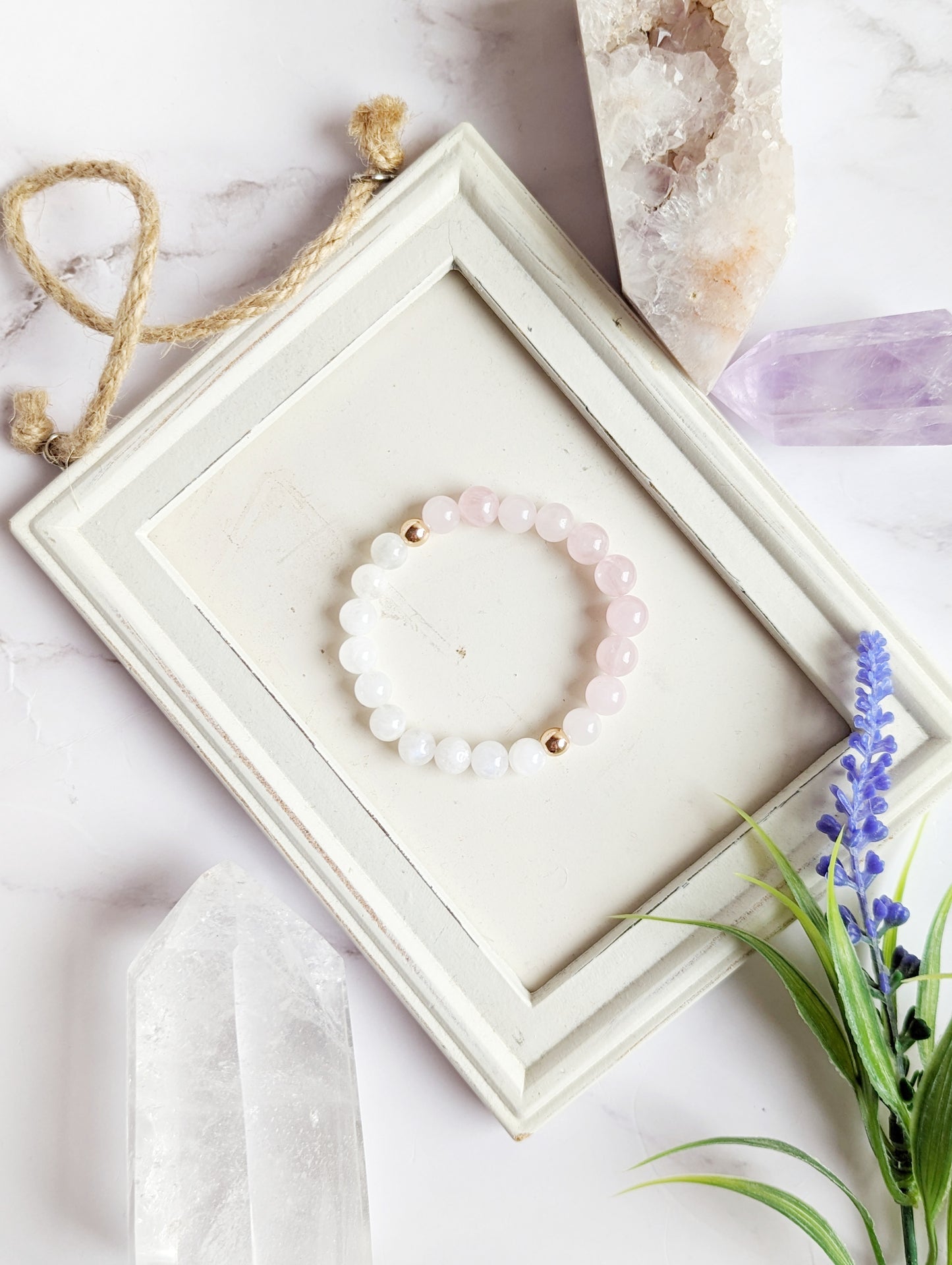 Rose Quartz and Moonstone Diffuser Bracelets
