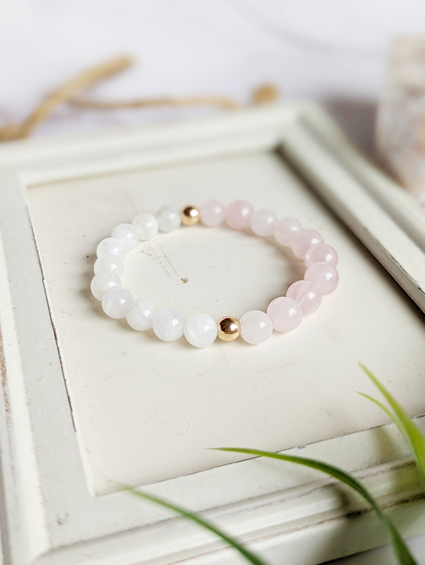 Rose Quartz and Moonstone Diffuser Bracelets