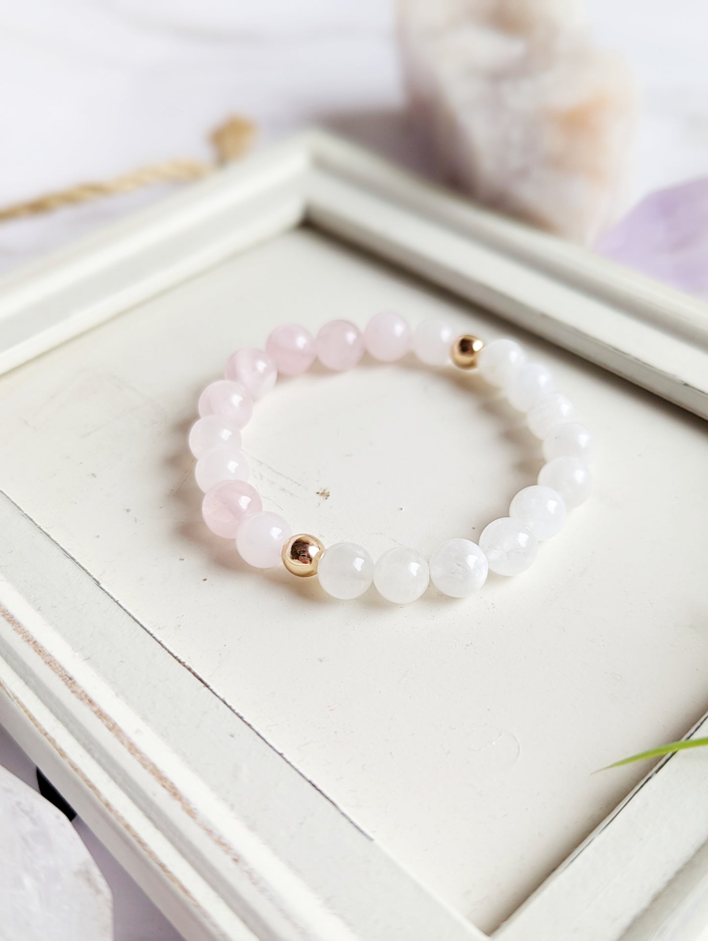 Rose Quartz and Moonstone Diffuser Bracelets