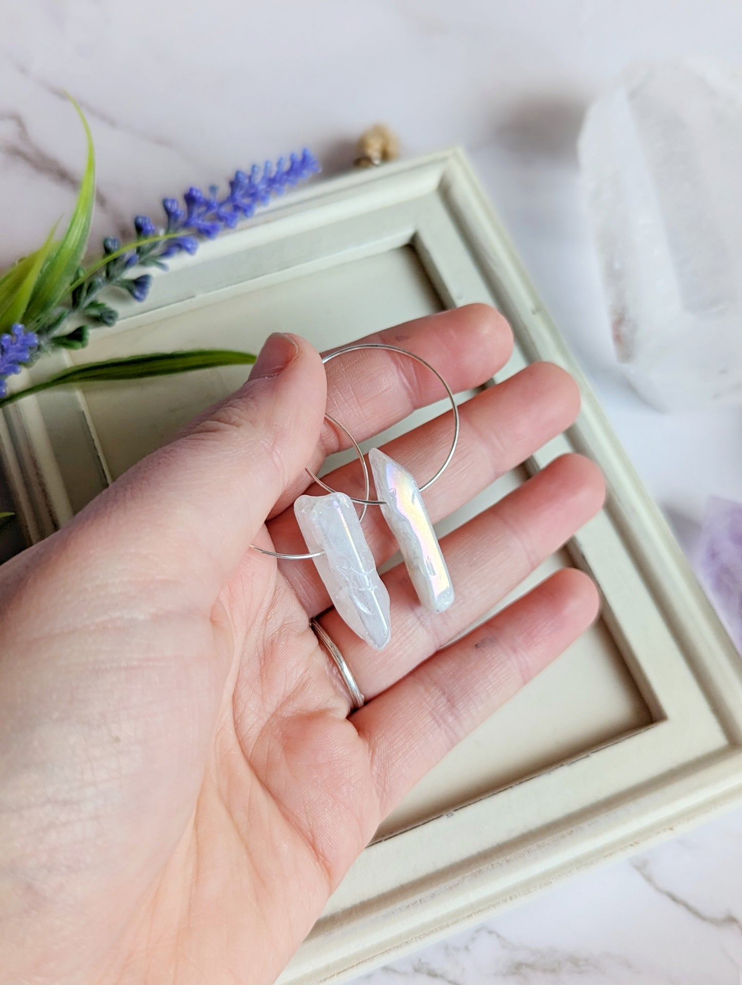 Aura Quartz Hoop Earrings