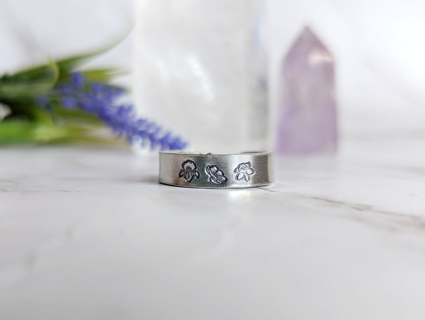 Birth Flower Thumb Ring