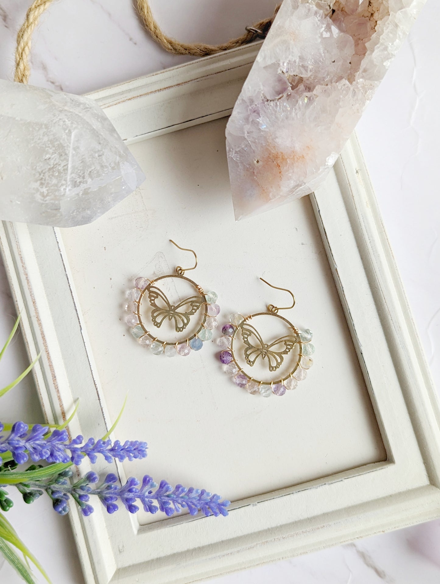 Fluorite Butterfly Earrings