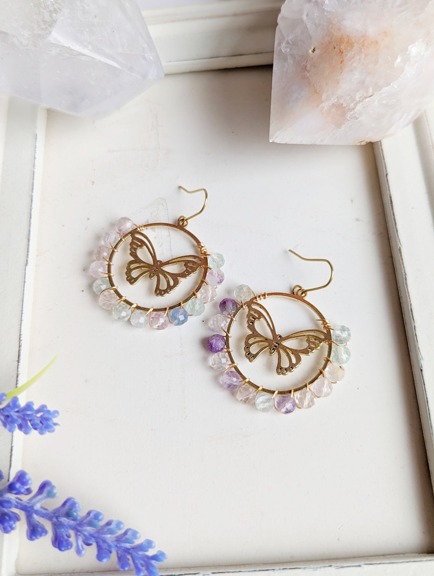 Fluorite Butterfly Earrings