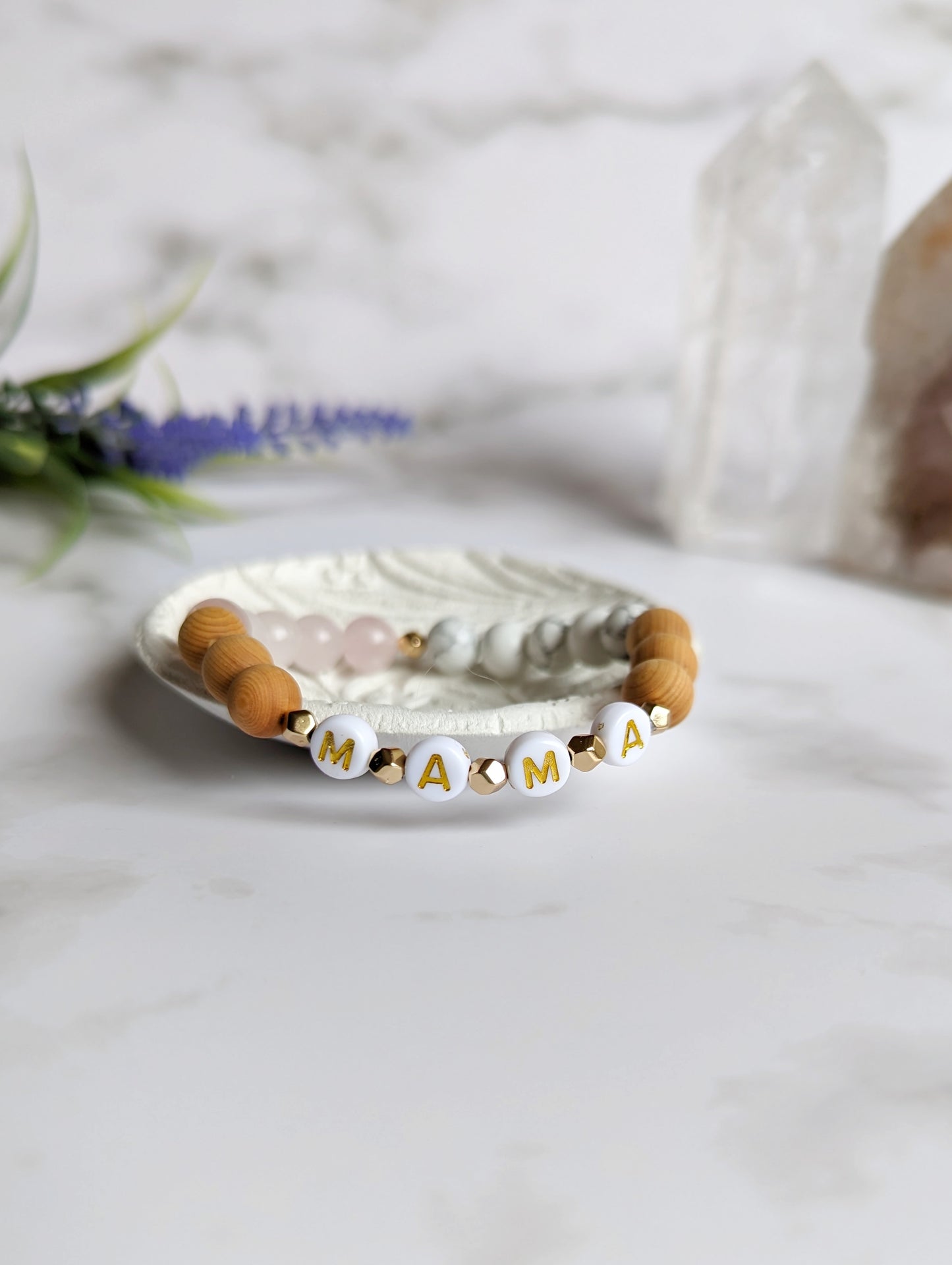 Mama Rose Quartz and Howlite Diffuser Bracelet