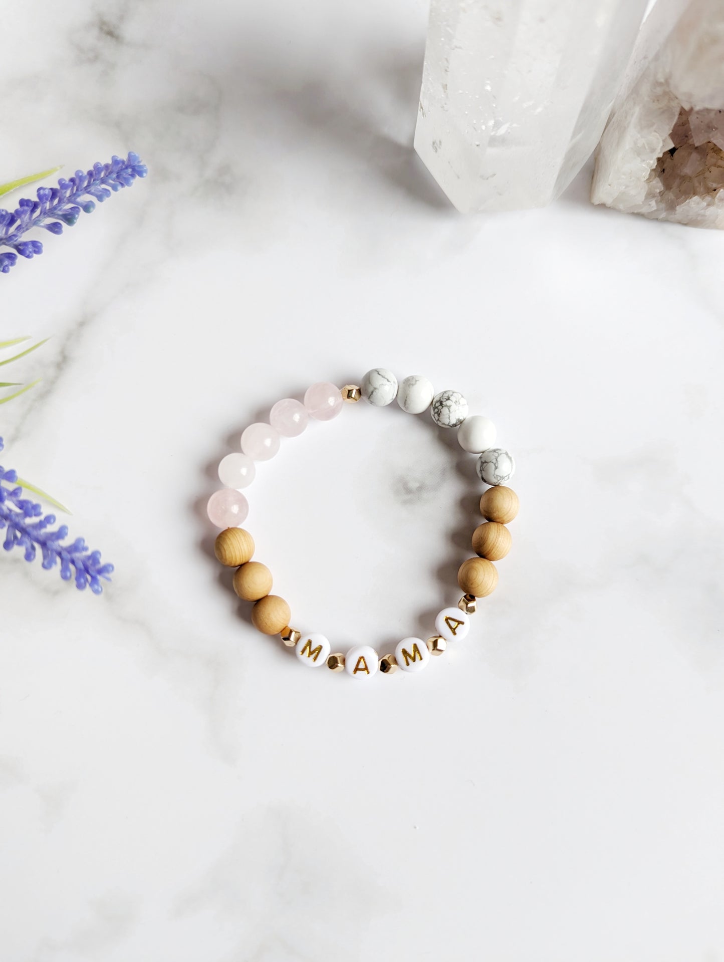 Mama Rose Quartz and Howlite Diffuser Bracelet