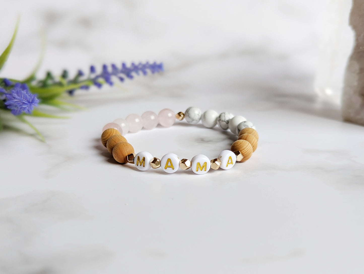 Mama Rose Quartz and Howlite Diffuser Bracelet