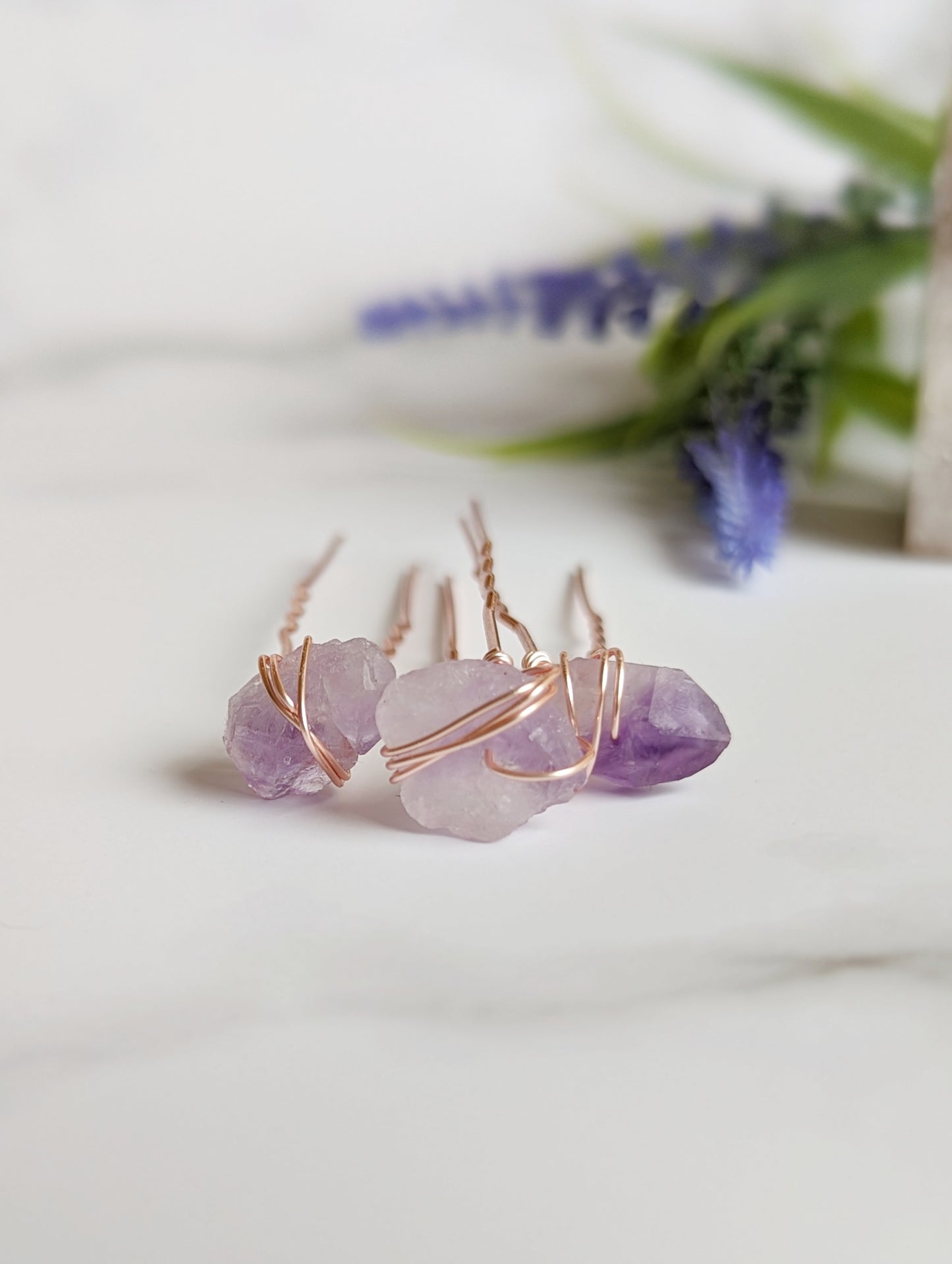 Amethyst Hair Pins