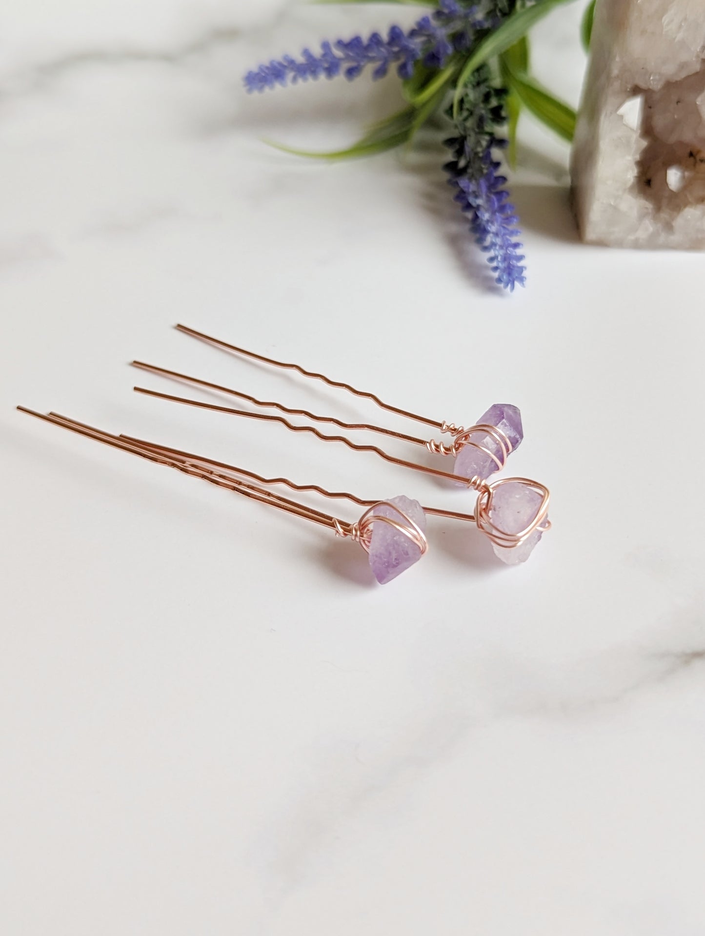 Amethyst Hair Pins