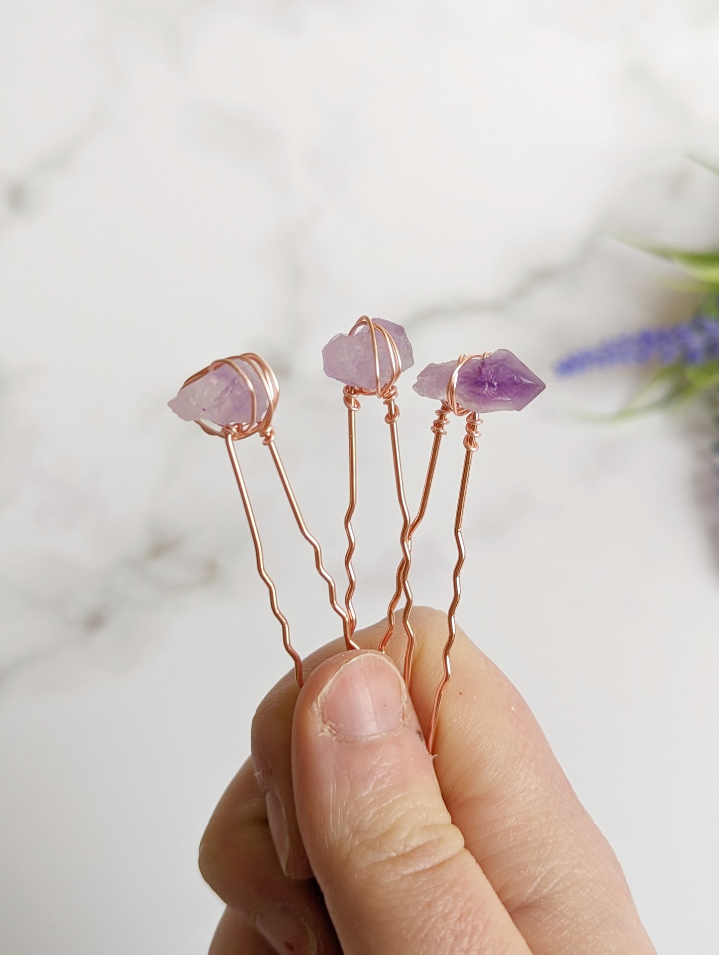Amethyst Hair Pins