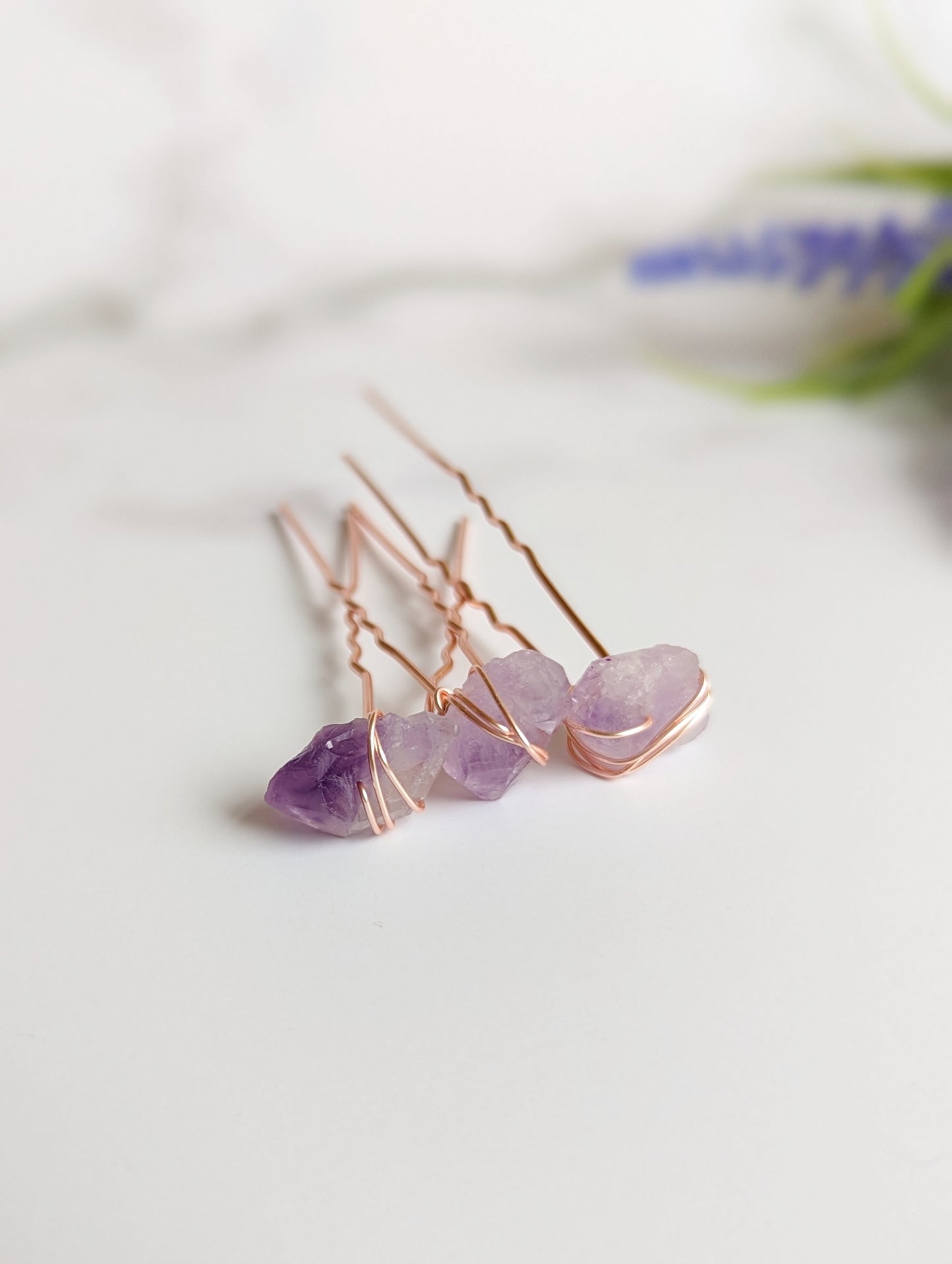 Amethyst Hair Pins