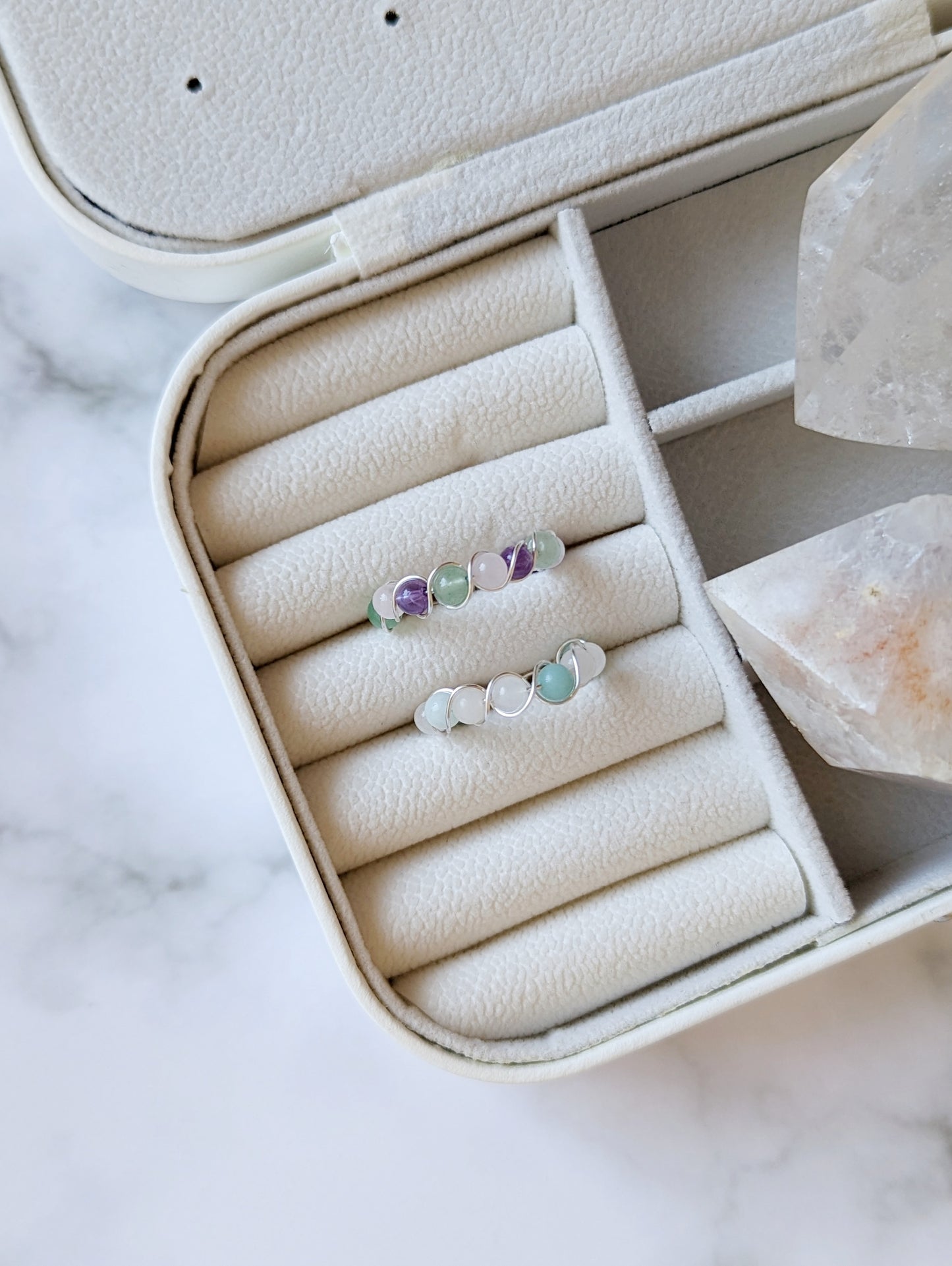 Braided Crystal Spring Rings
