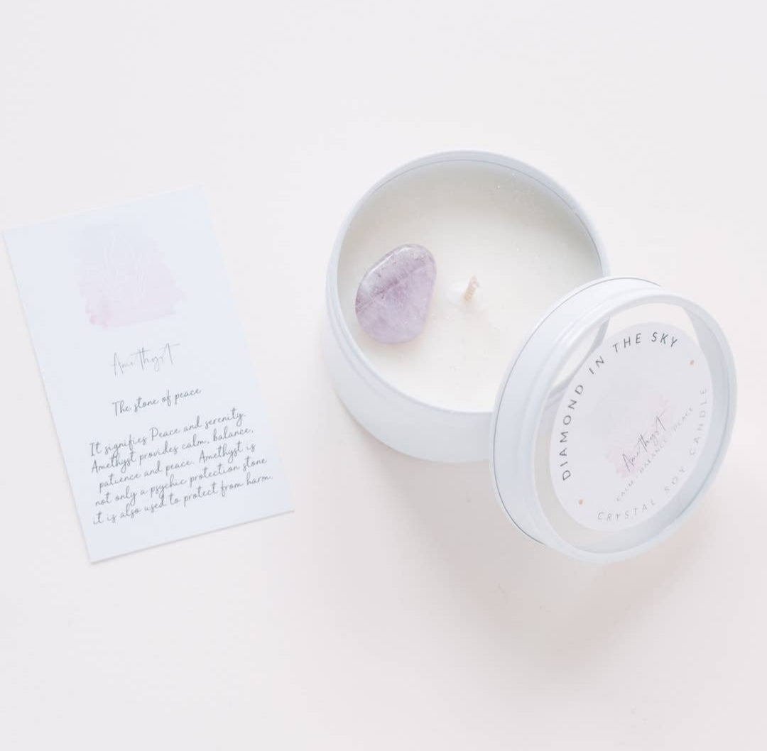 Amethyst Crystal Tin Candle