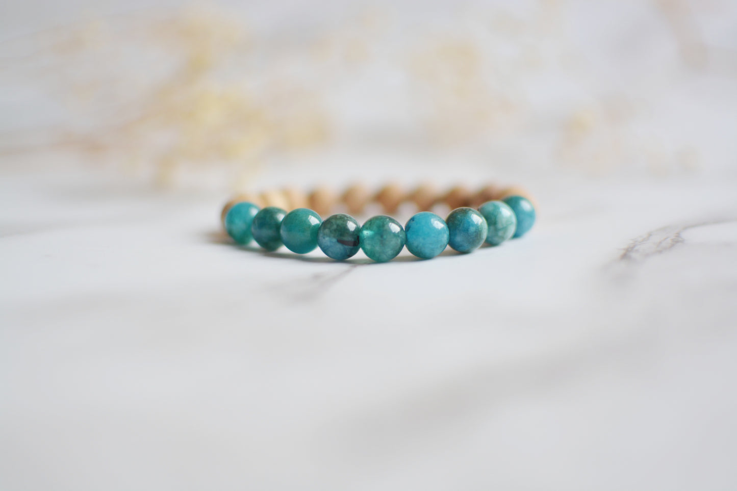 Blue Crystal and Cedarwood Bracelets