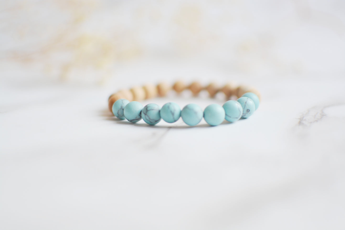 Blue Crystal and Cedarwood Bracelets