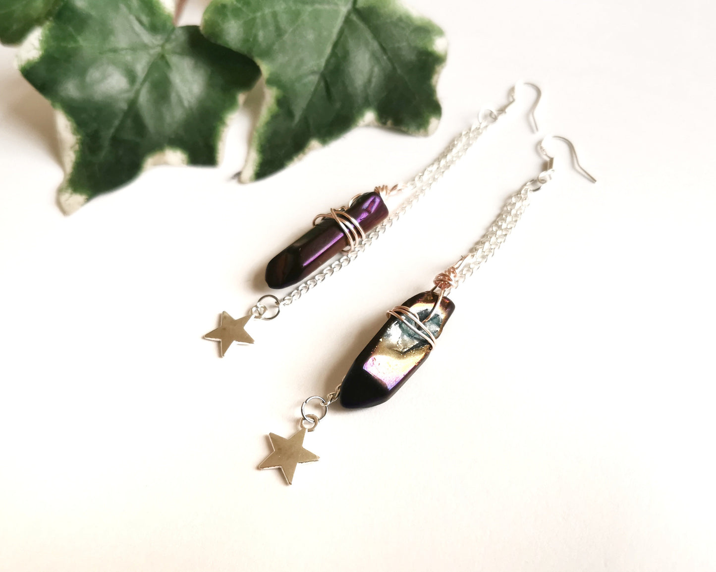 Purple Quartz Star Earrings