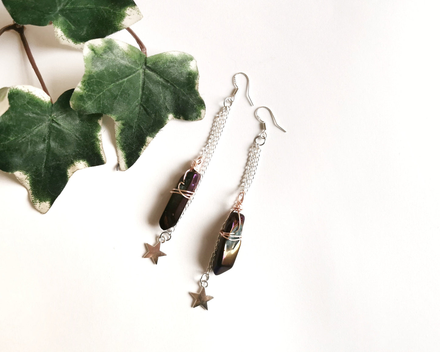 Purple Quartz Star Earrings