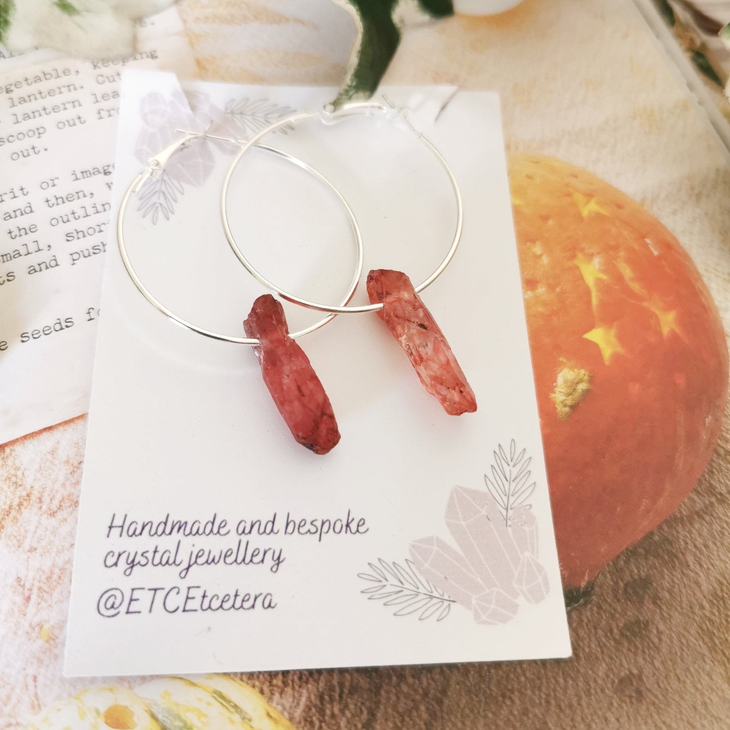 Red Quartz Hoop Earrings