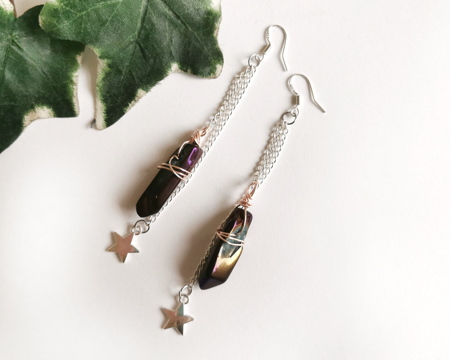 Purple Quartz Star Earrings