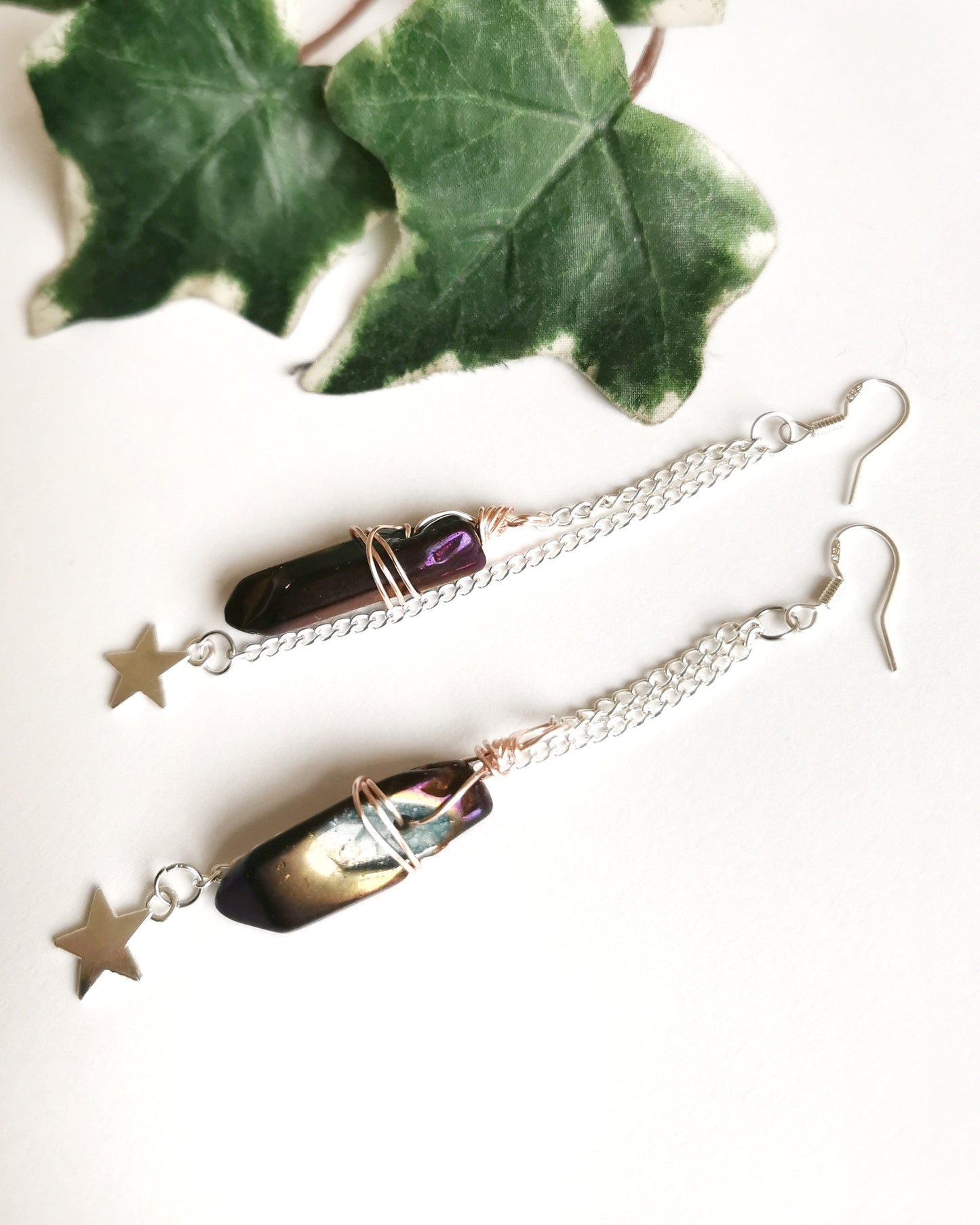 Purple Quartz Star Earrings