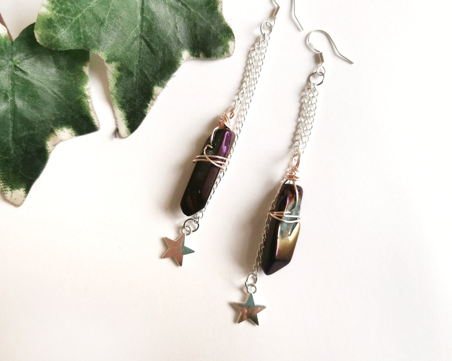 Purple Quartz Star Earrings
