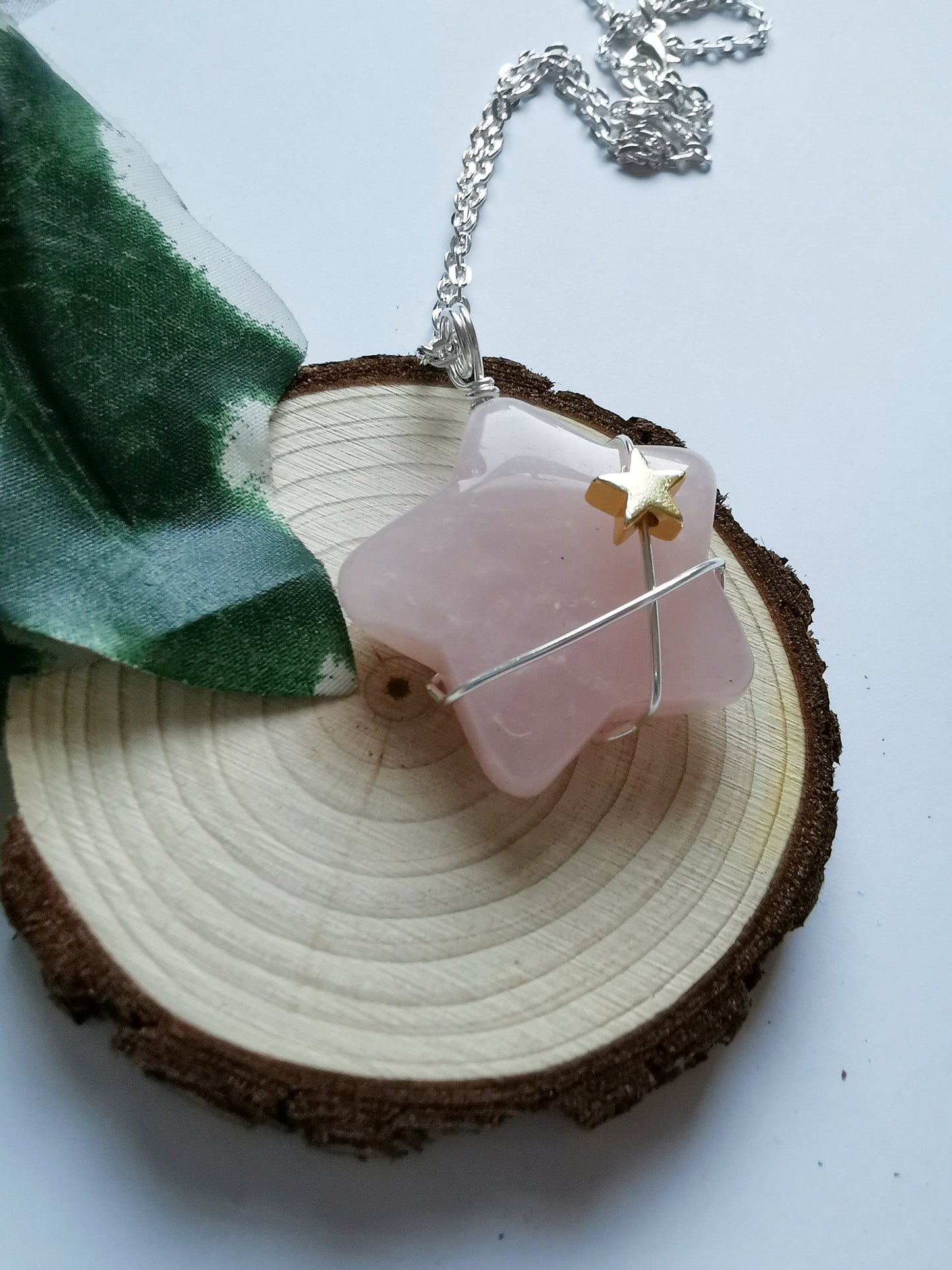 Rose Quartz Crystal Star Necklace