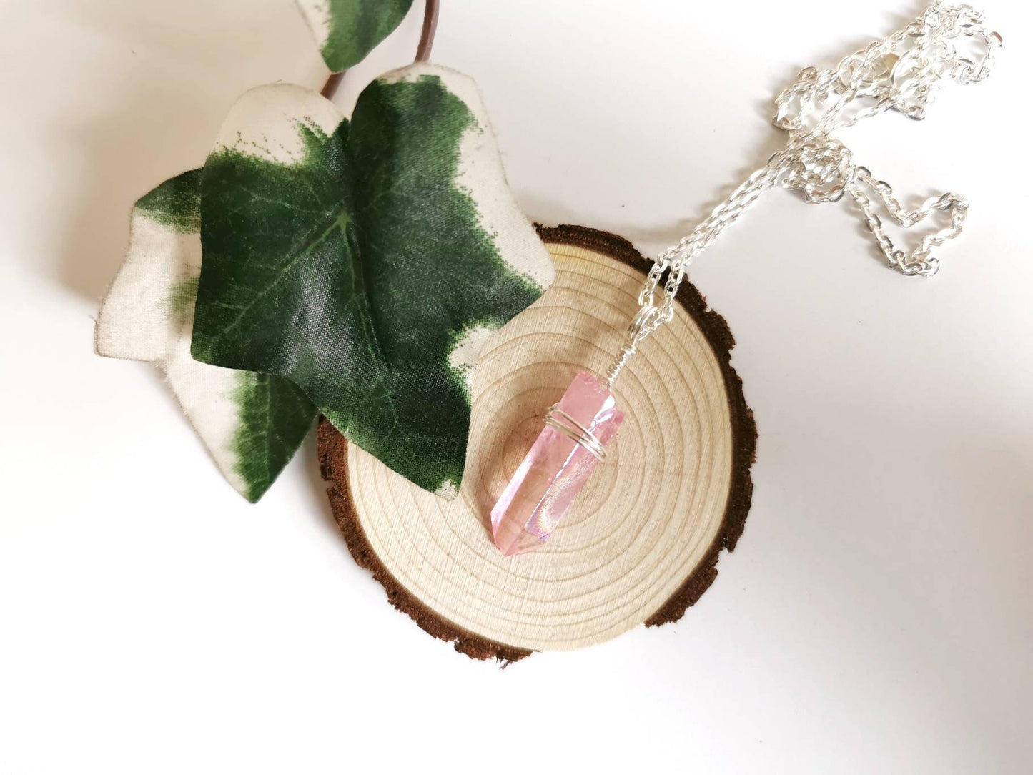 Pink Aura Quartz Necklace