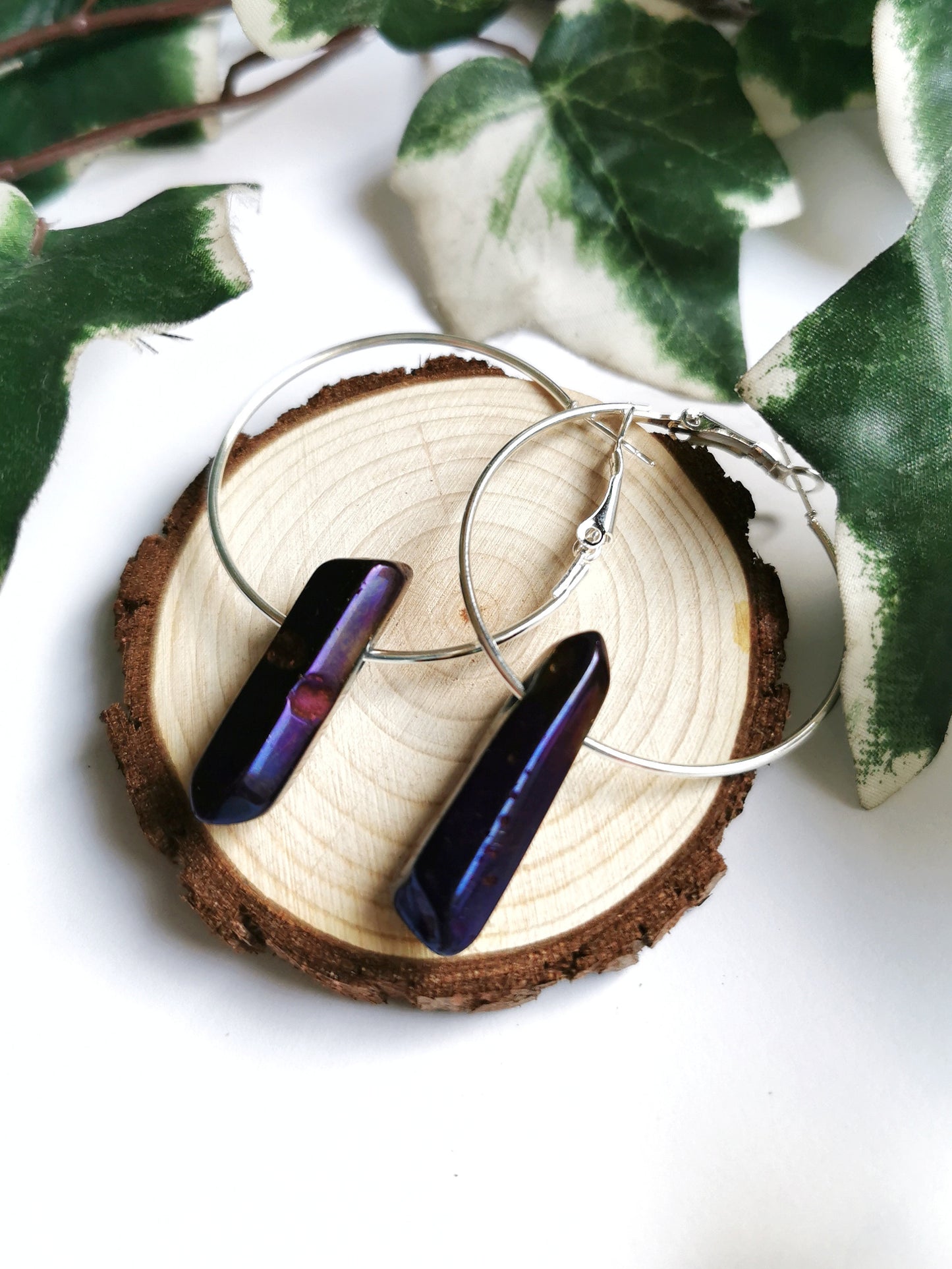 Purple Quartz Hoop Earrings