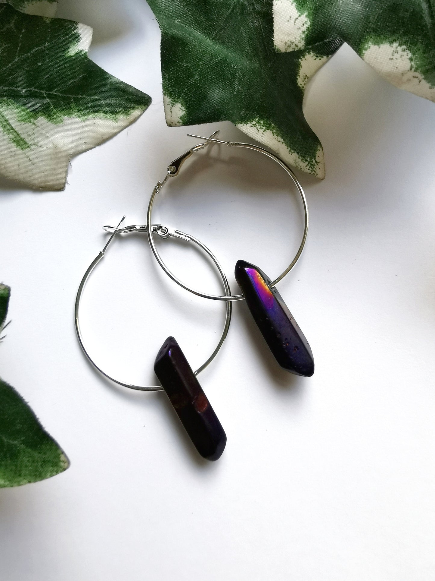 Purple Quartz Hoop Earrings