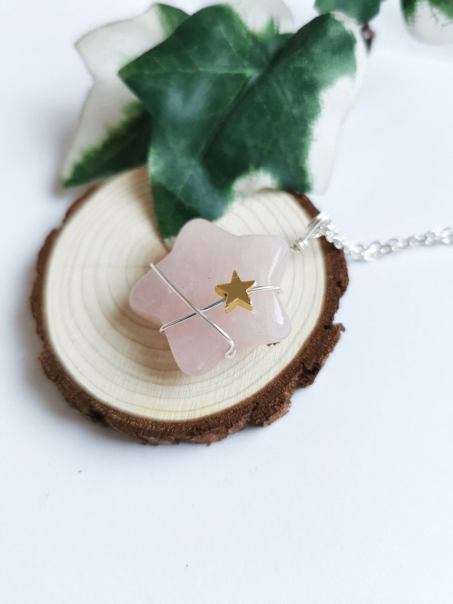 Rose Quartz Crystal Star Necklace