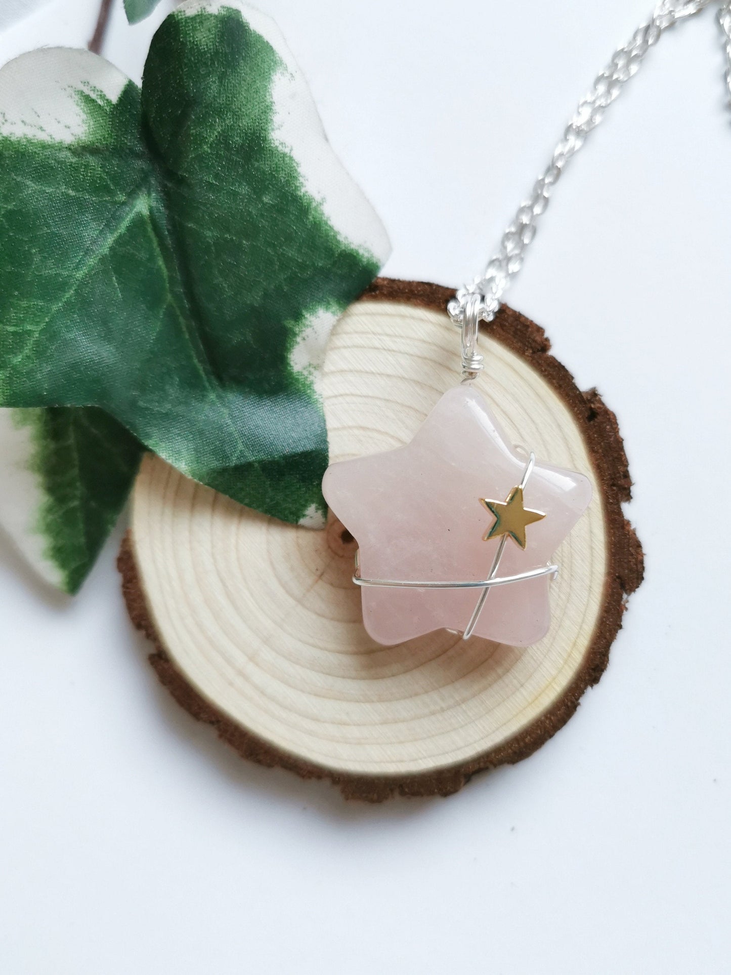 Rose Quartz Crystal Star Necklace