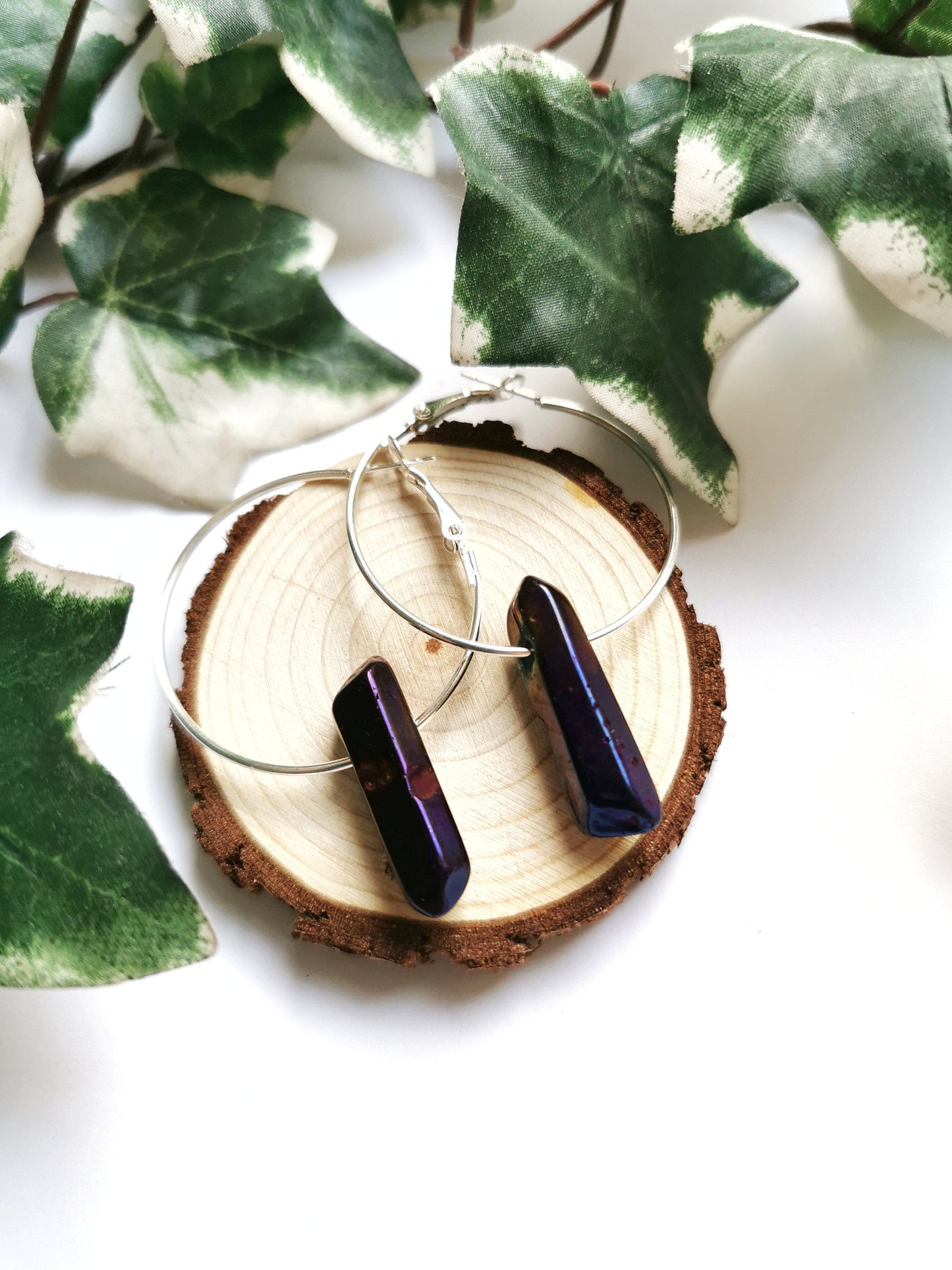 Purple Quartz Hoop Earrings