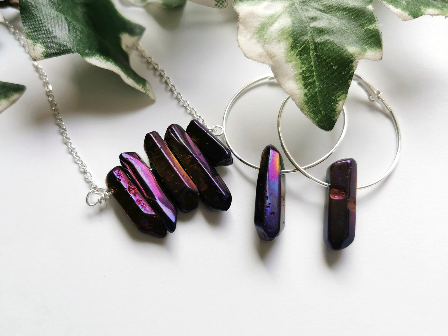 Purple Quartz Cluster Crystal Necklace