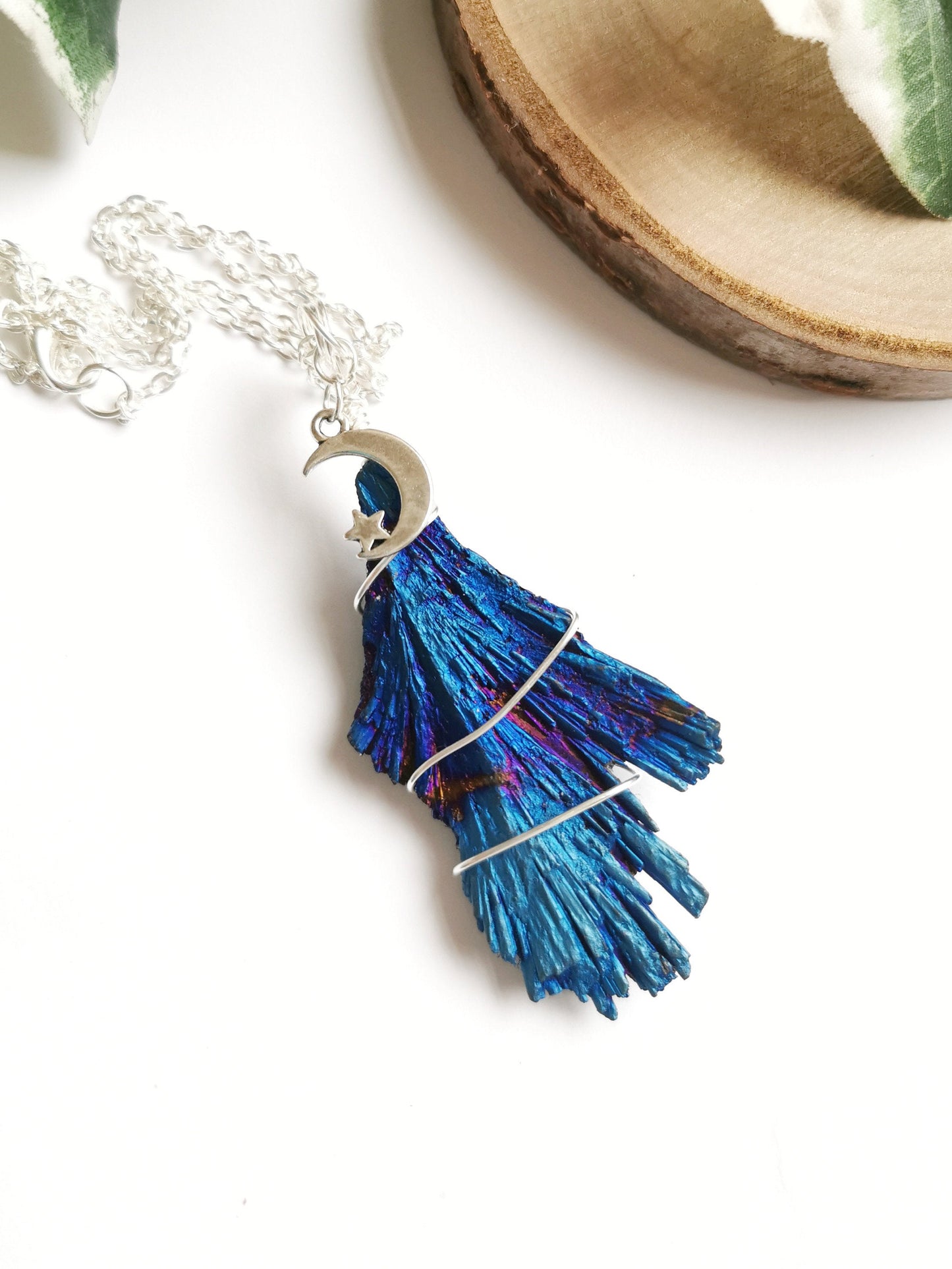 Peacock Kyanite Moon Necklace
