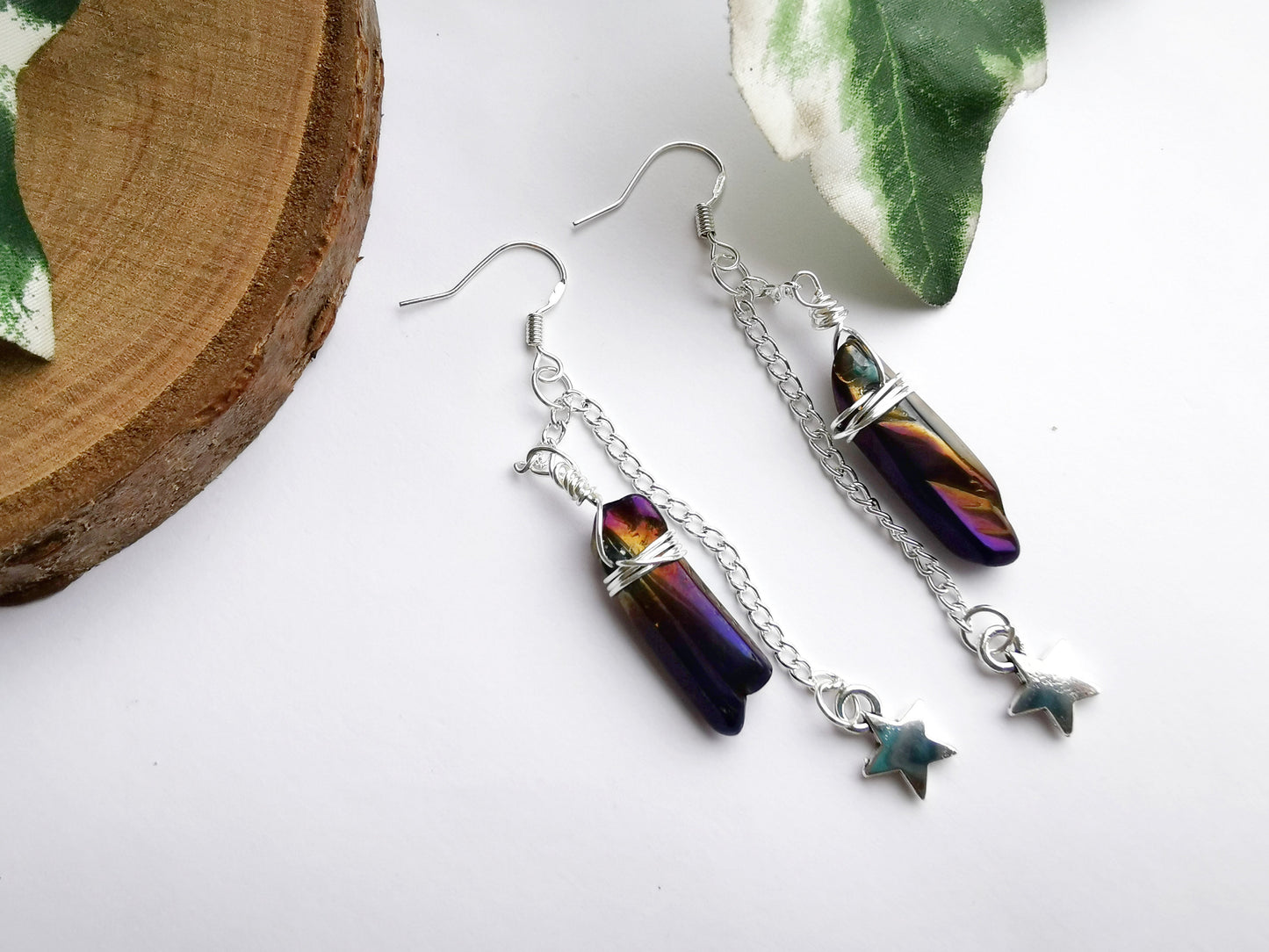 Purple Quartz Star Earrings