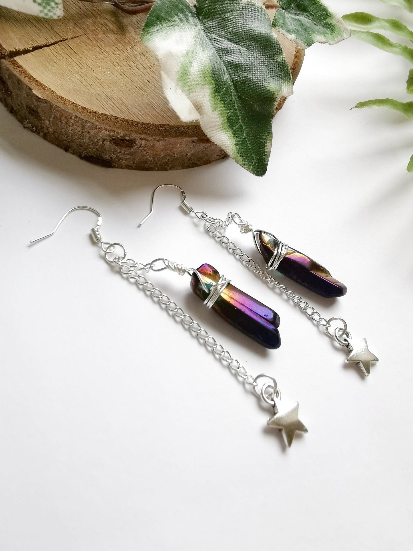 Purple Quartz Star Earrings