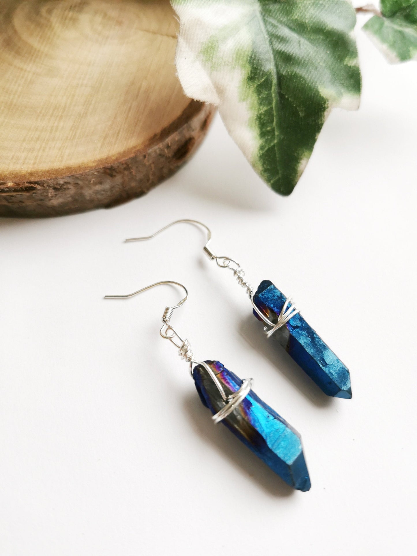 Cobalt Blue Quartz Crystal Earrings