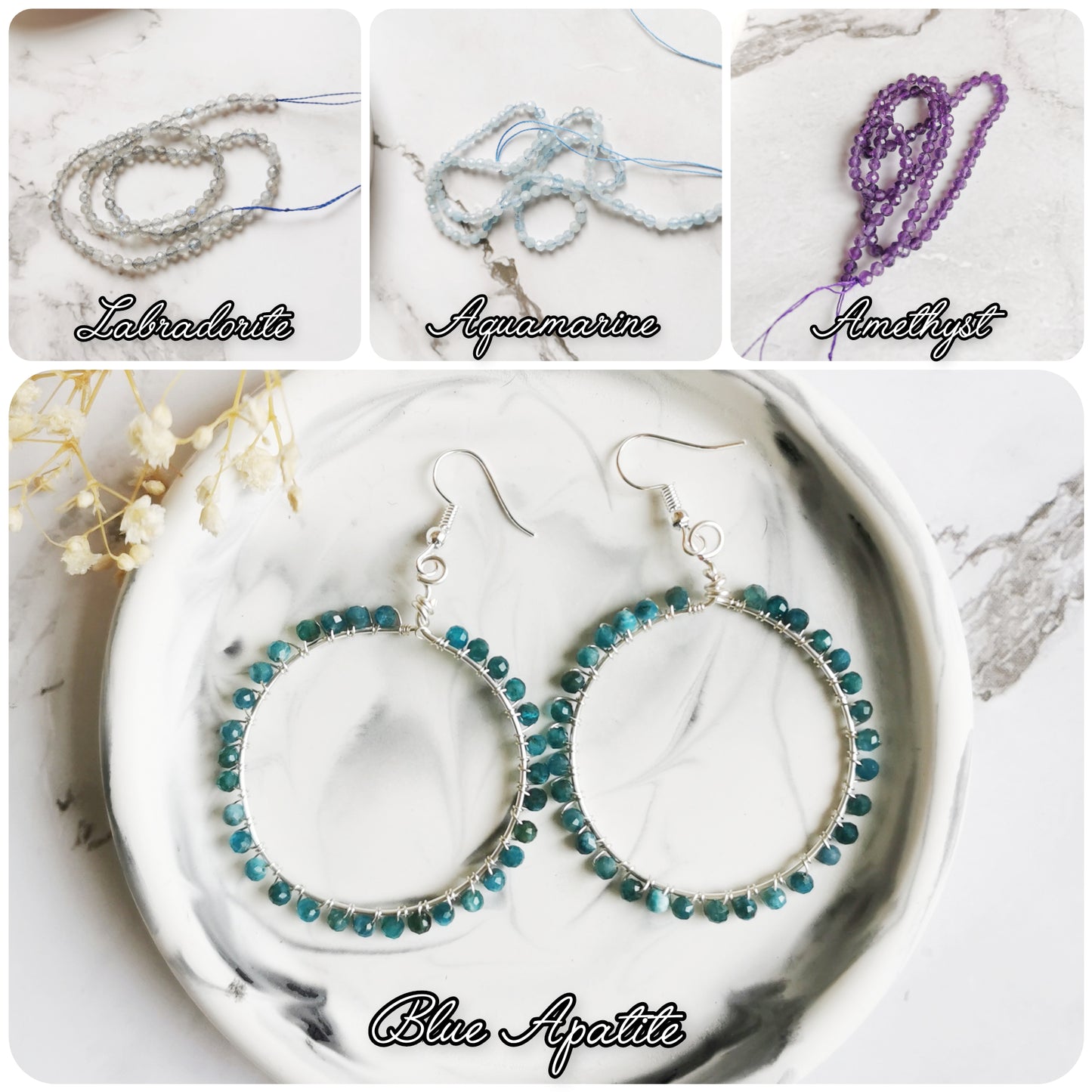 Gemstone Hoop Earrings