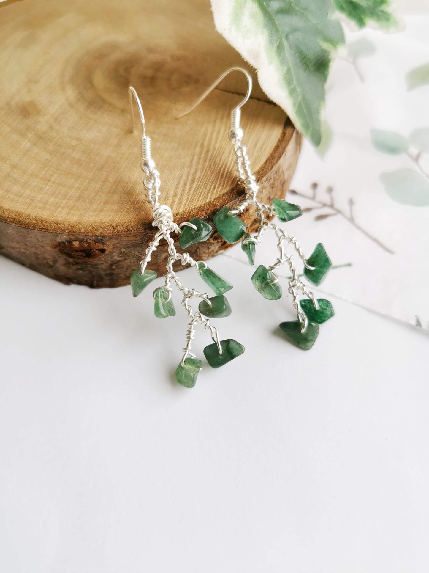 Aventurine Leaf Earrings