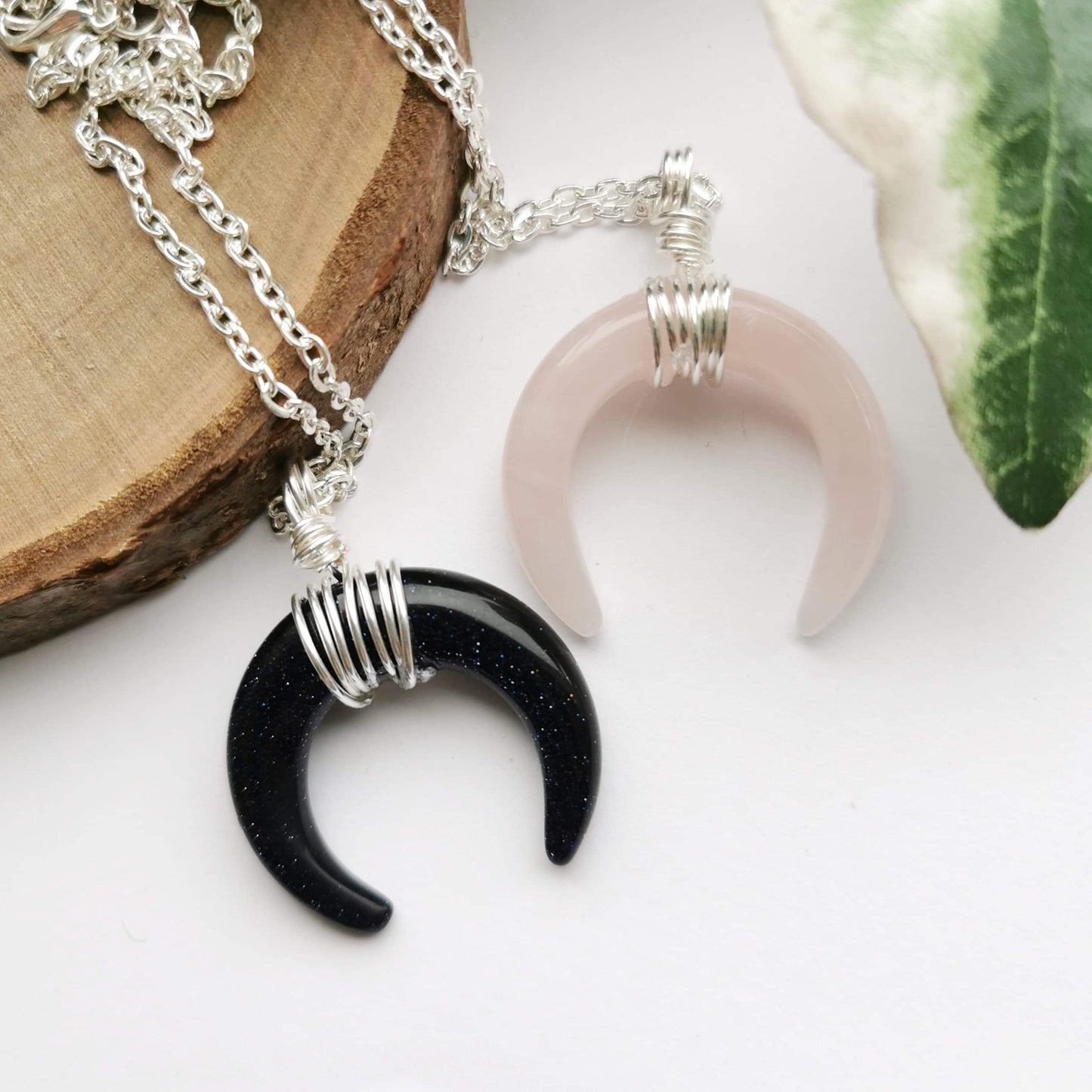 Rose Quartz Crescent Moon Necklace