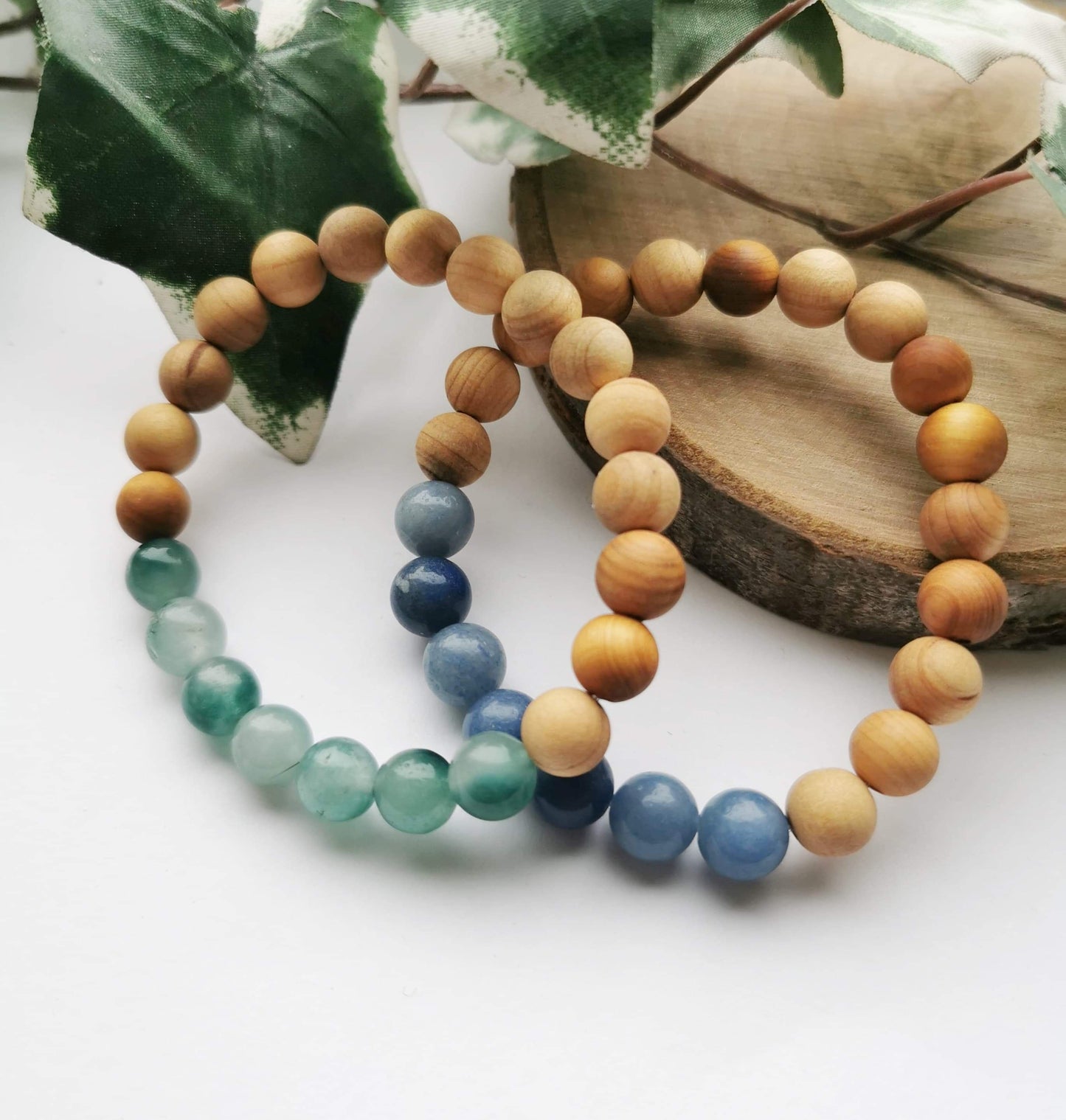 Blue Aventurine and Cedarwood Bracelet