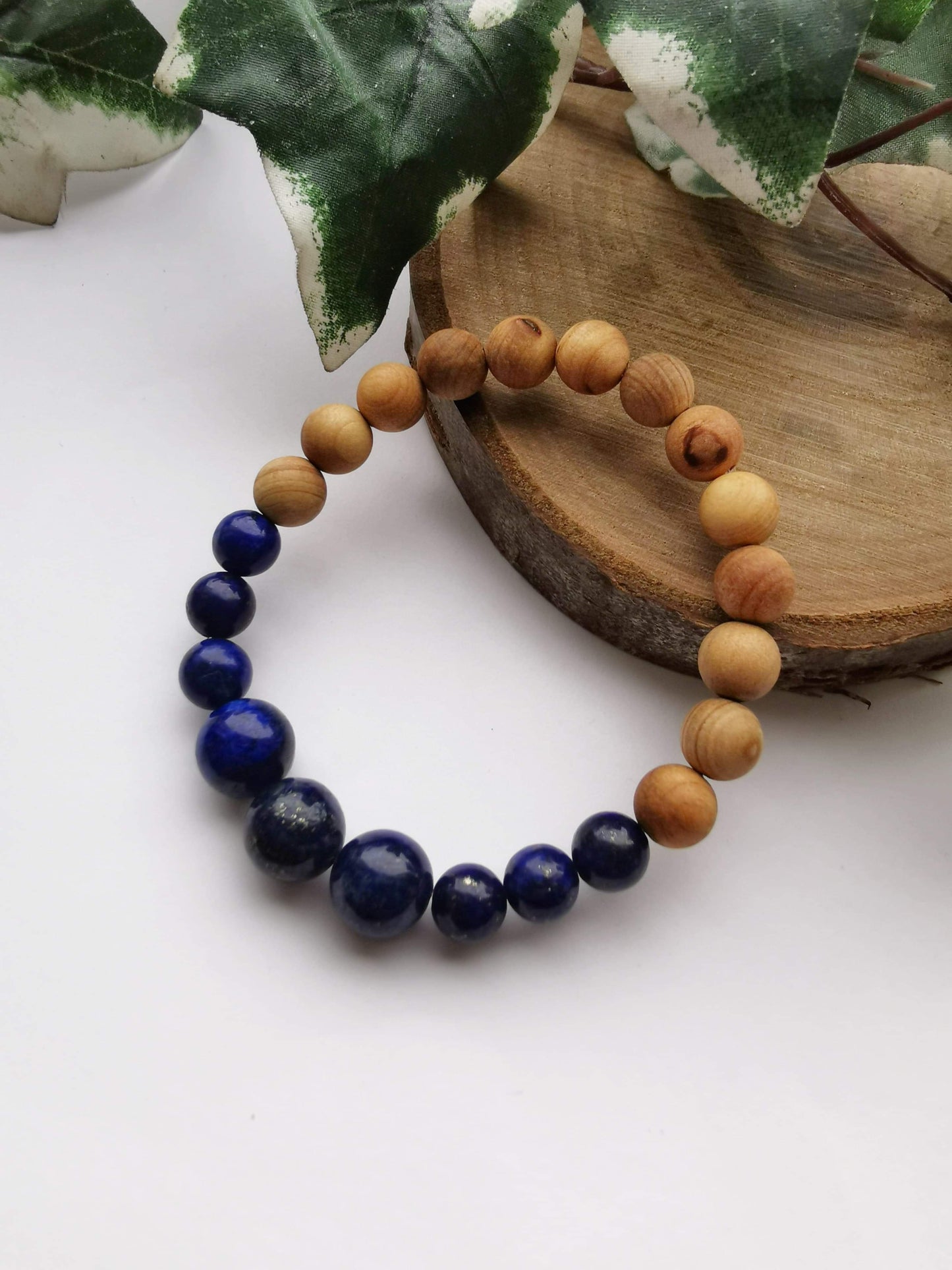 Lapis Lazuli and Cedarwood Bracelet