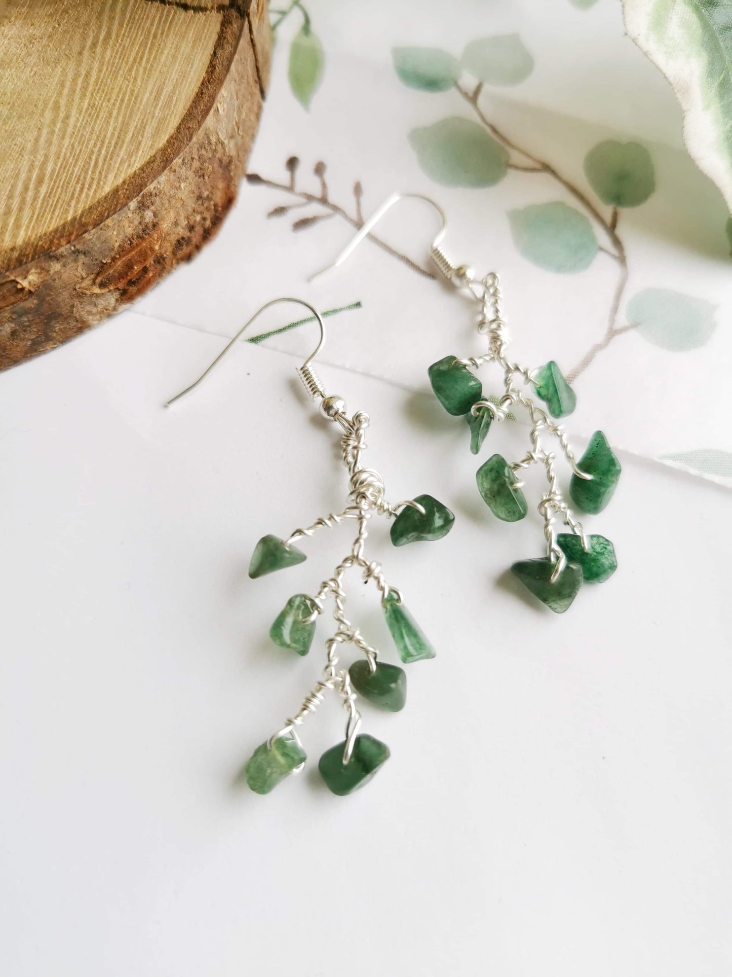 Aventurine Leaf Earrings