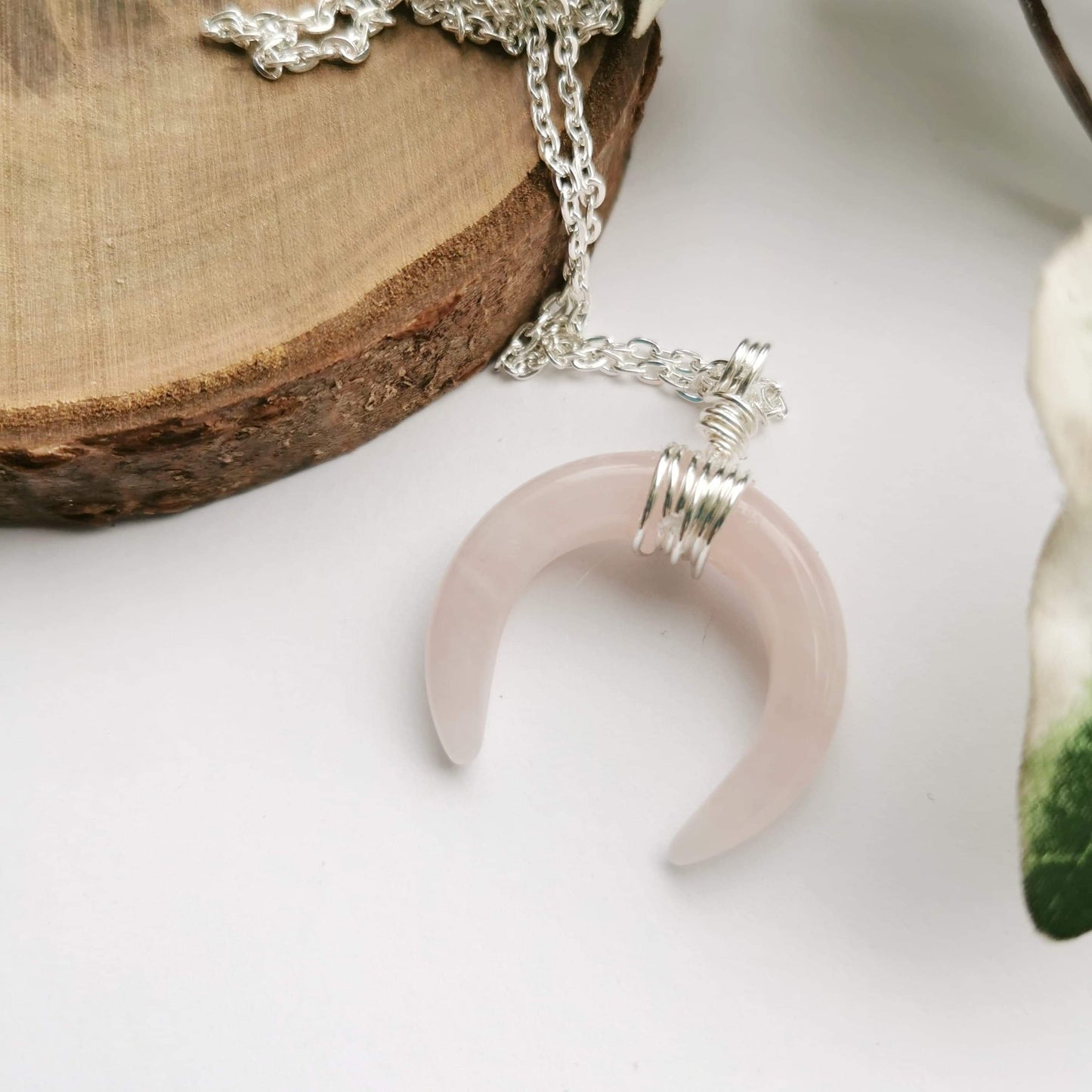 Rose Quartz Crescent Moon Necklace